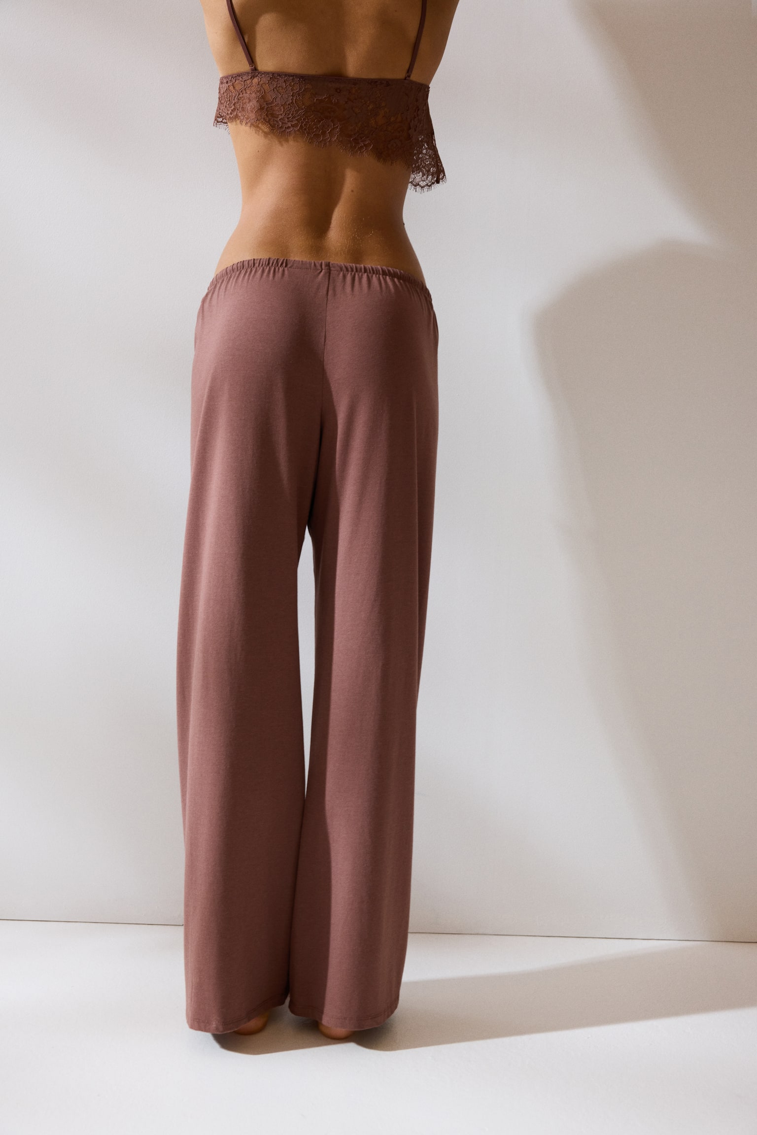 Viscose-blend pyjama bottoms - Dark dusty pink - 5
