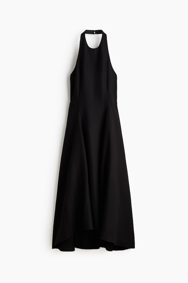 Flared Halterneck Dress - Black/White - 1