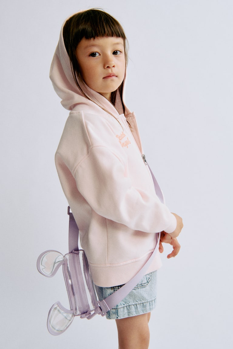 Veste à capuche imprimée à fermeture éclair Rose clair/Lilo