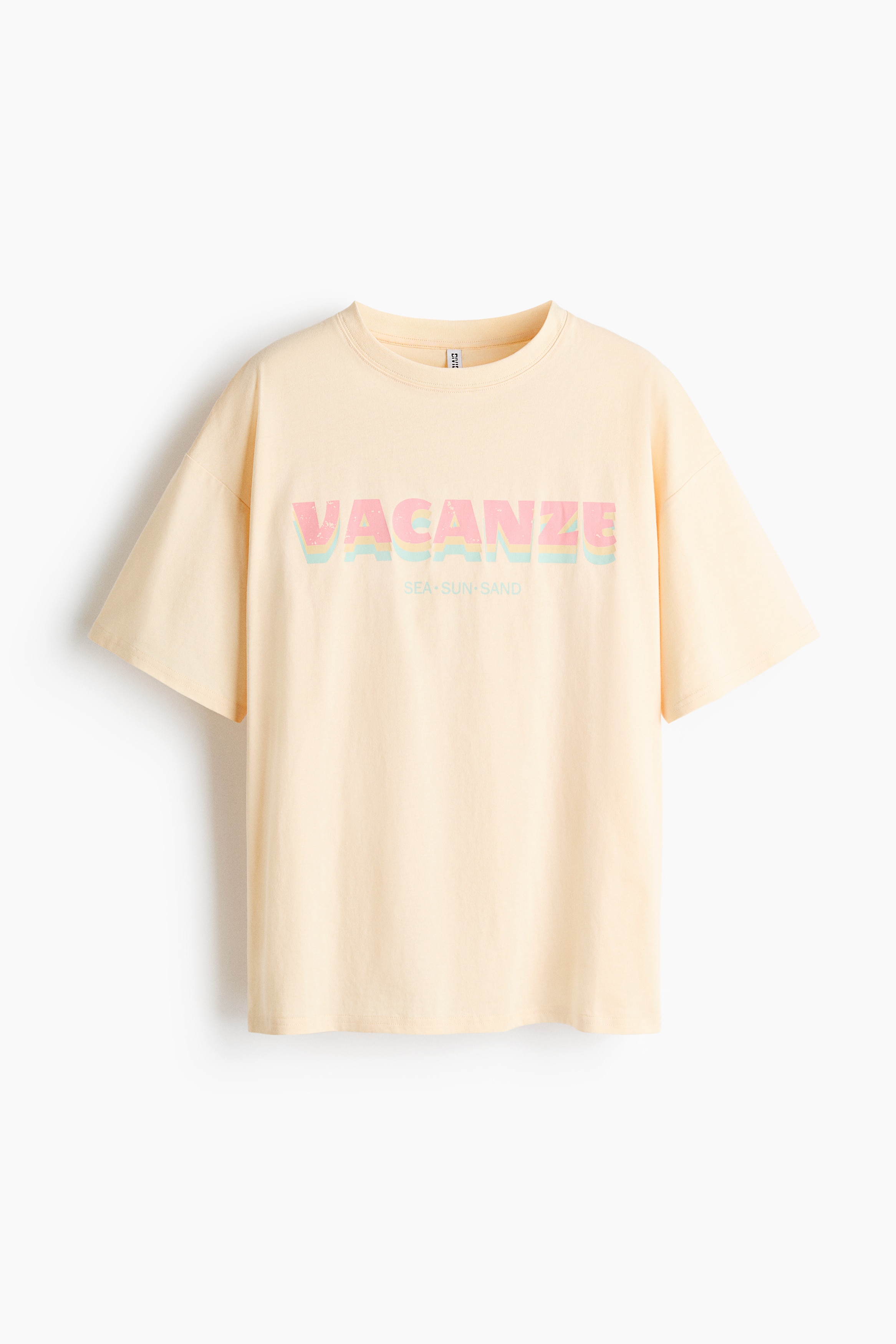 Oversized printed T-shirt - Light yellow/Vacanze/Dark grey/Palm tree/Cream/Seashells/White/Palm trees/Cream/Ocean Soul/Light turquoise/Sardines/Dark brown/Bahía Feliz