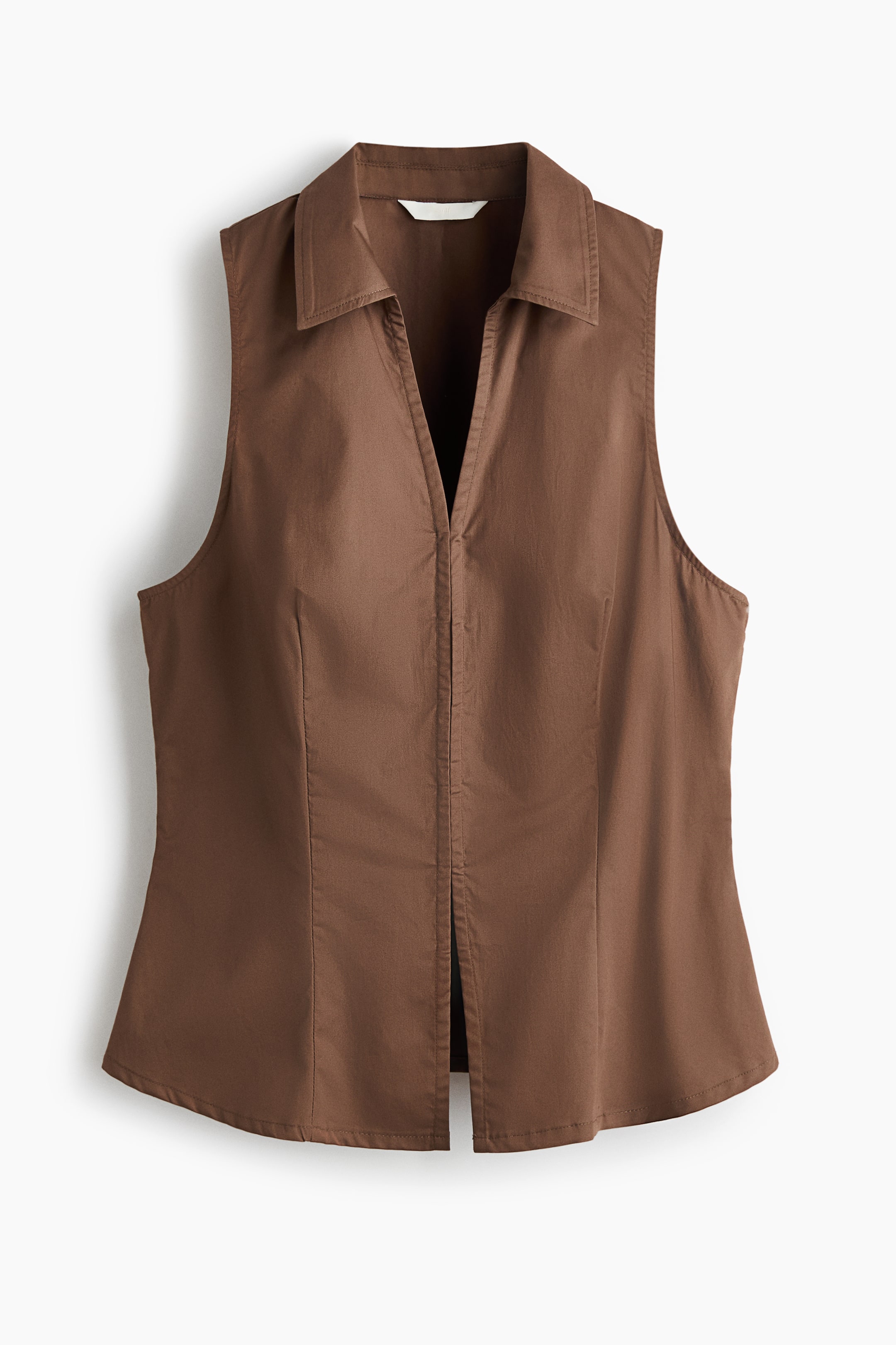 View larger image: Sleeveless cotton shirt - Dark mole - Ladies | H&M IN 3