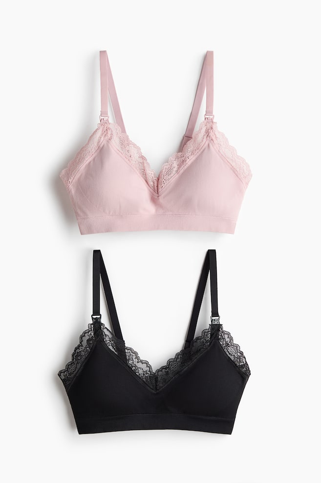 MAMA 2-Pack Padded Nursing Bras - Light pink/black/Powder pink/black - 1