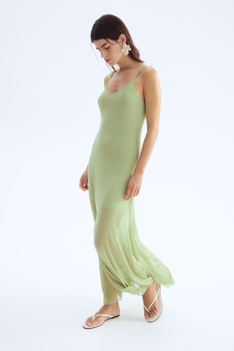 Abiti lunghi verdi Lunghi, floreali, raso, a balze H&M IT