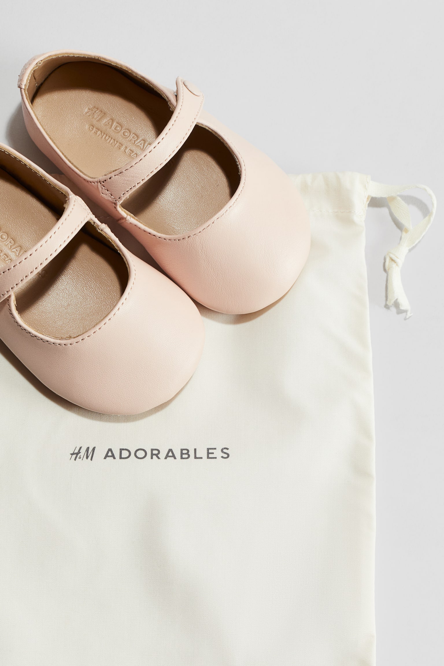 Детские балетки H&M Leather Ballet Flats, цвет: Пудрово-розовый — фото 4