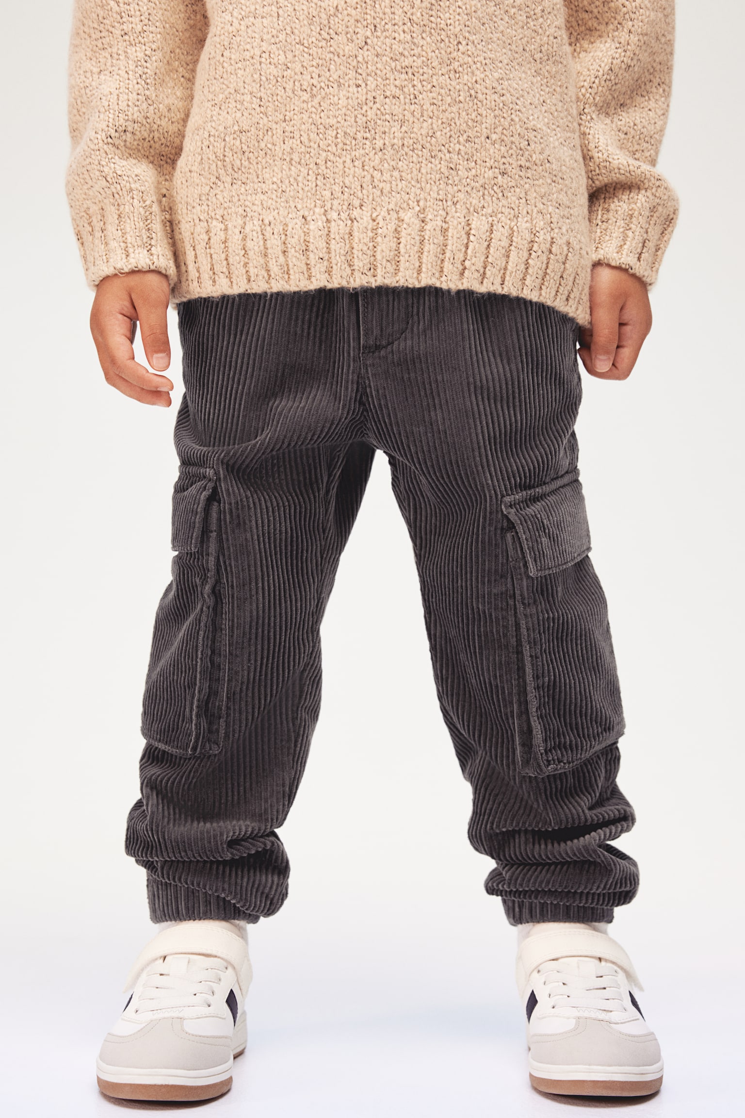 Corduroy cargo joggers - Grey - 3