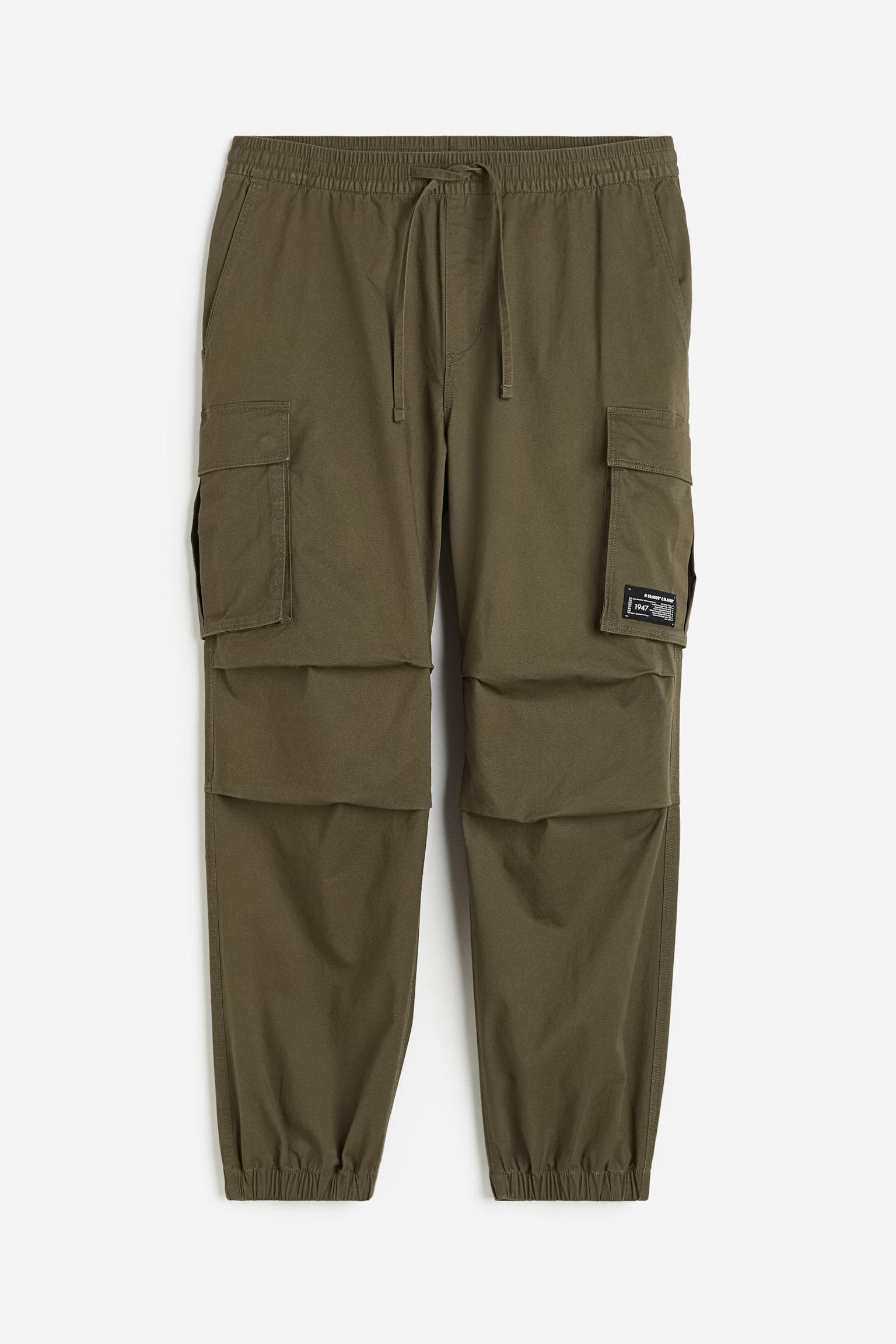 Relaxed Fit Cotton Cargo Joggers - Khaki green/Cream/Beige/Dark brown - 2