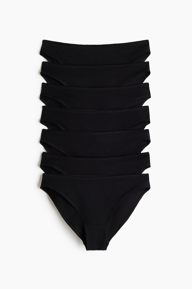 Pack de 7 bragas de algodón - Negro/Rosa claro/Beige jaspeado - 1