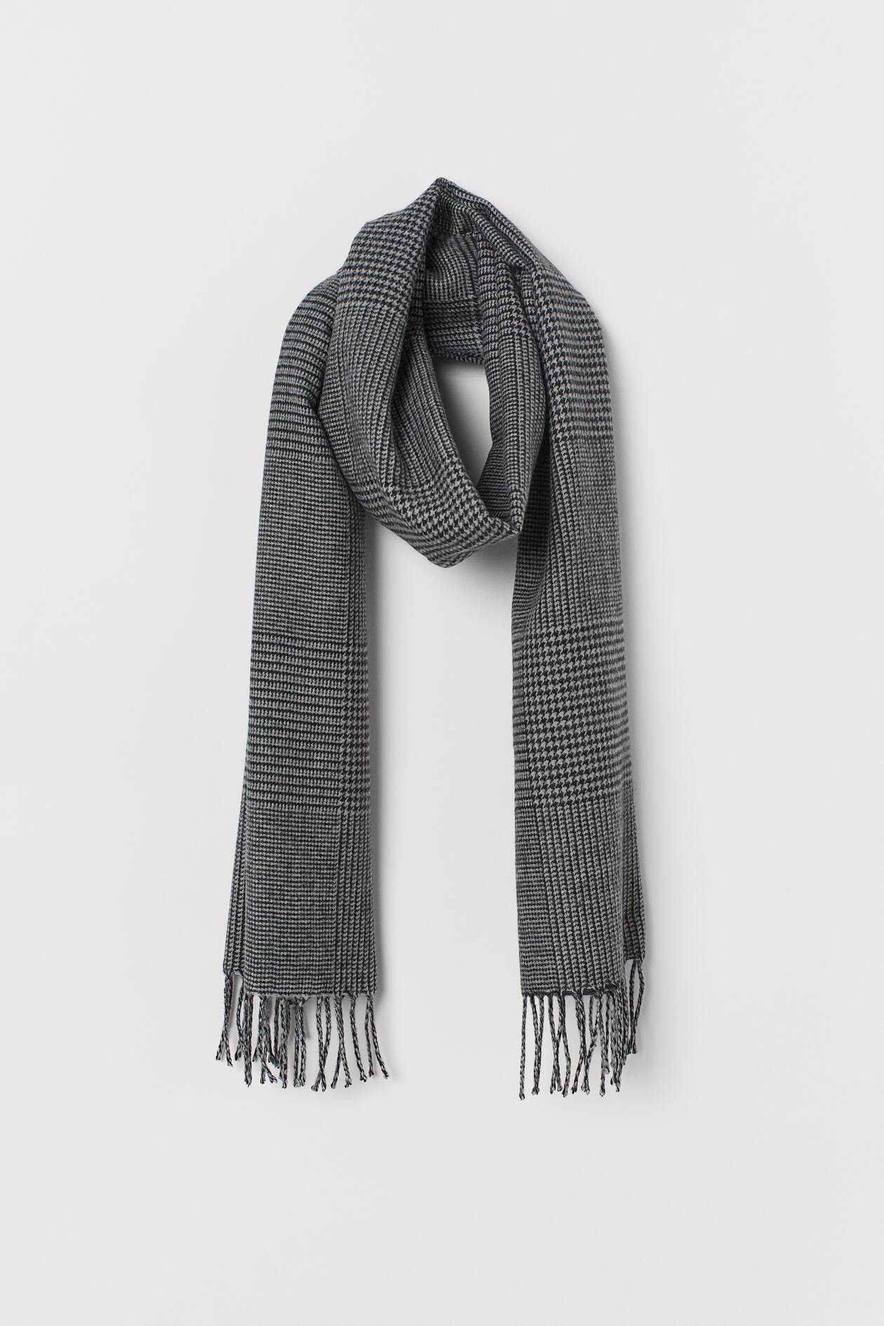 Patterned Scarf - Dark gray/houndstooth-pattern - Men | H&M US