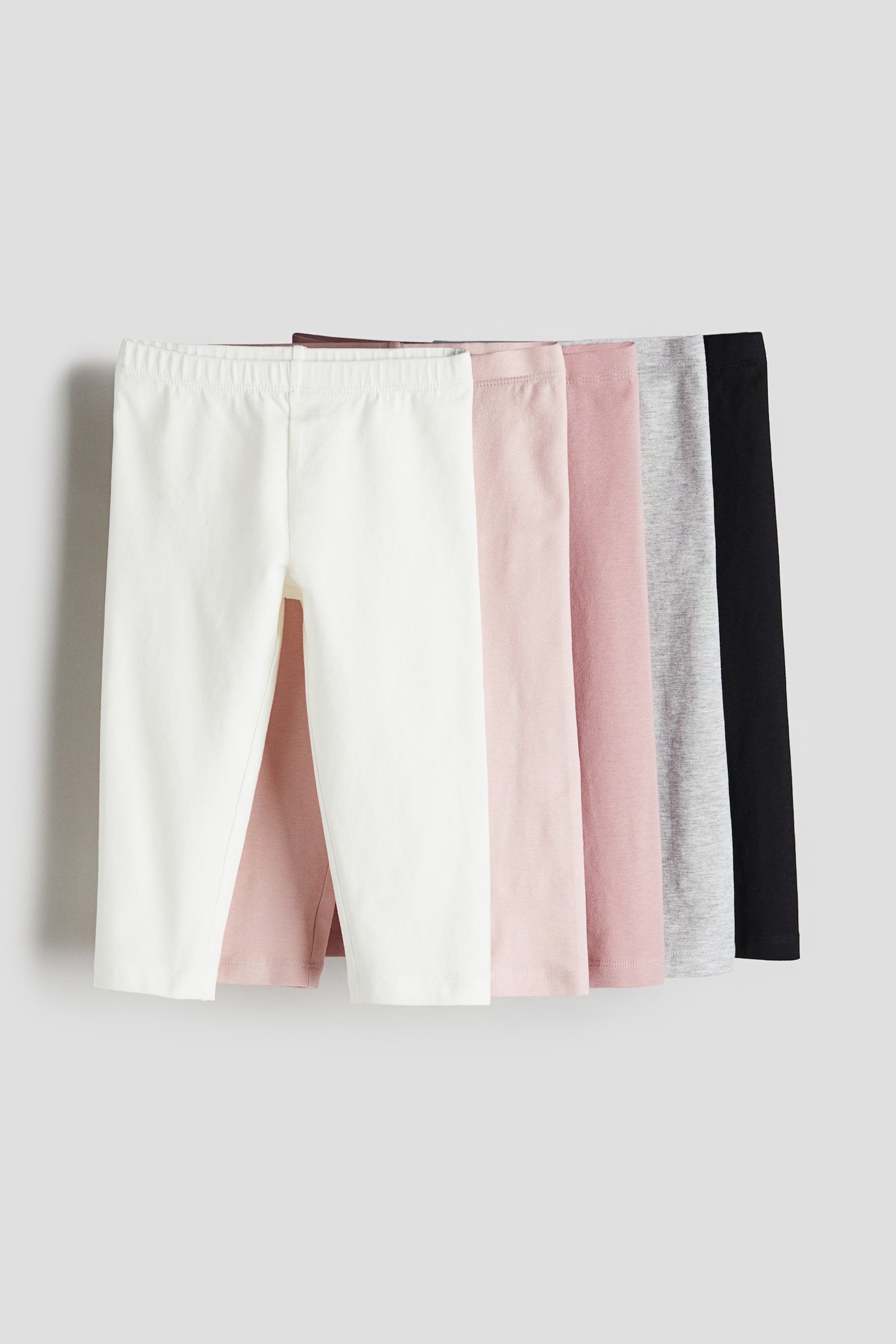 5er-Pack Leggings in 3/4-Länge - Rosa/Schwarz/Rosa/Hellrosa/Weiß/Rosa gestreift/Altrosa/Hellrosa - 1