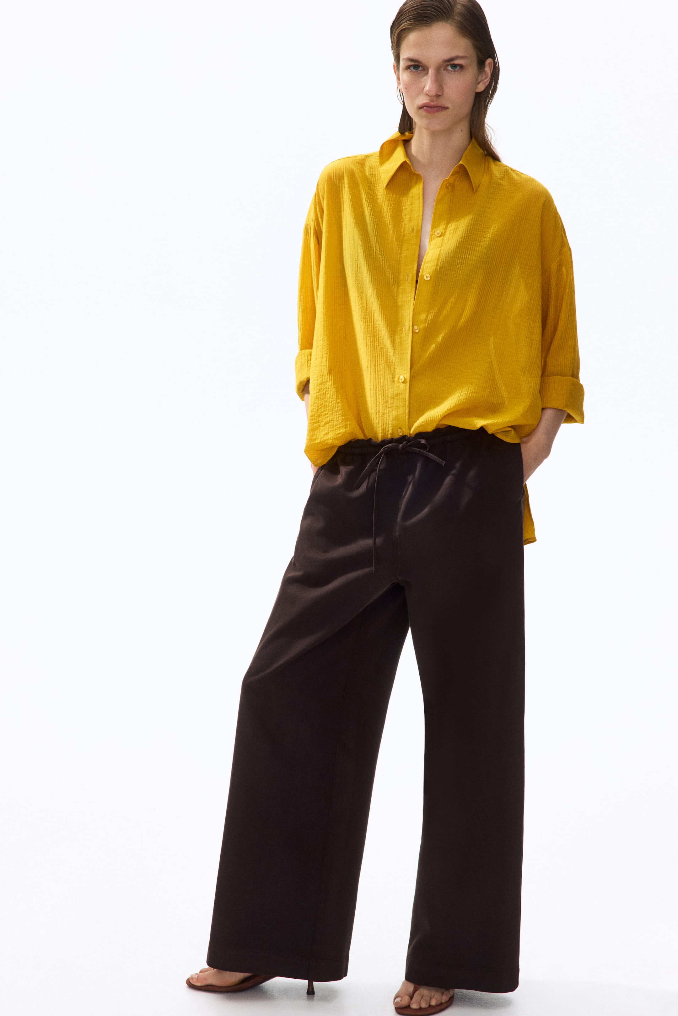 Wide-Cut Paper-Bag Pants
