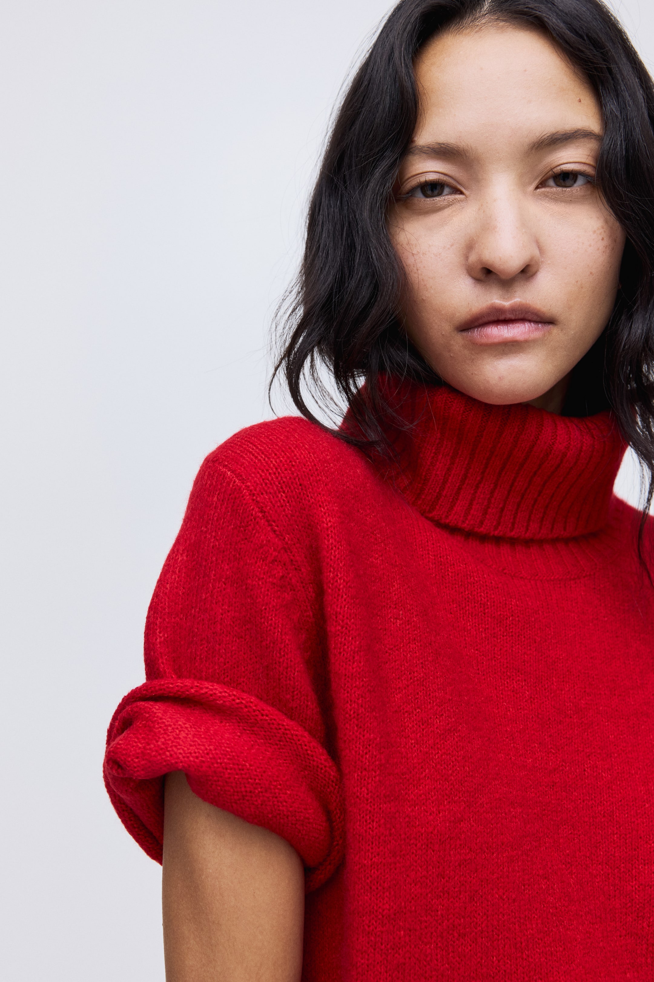 View larger image: Knitted polo-neck top - Red - Ladies | H&M IN 3
