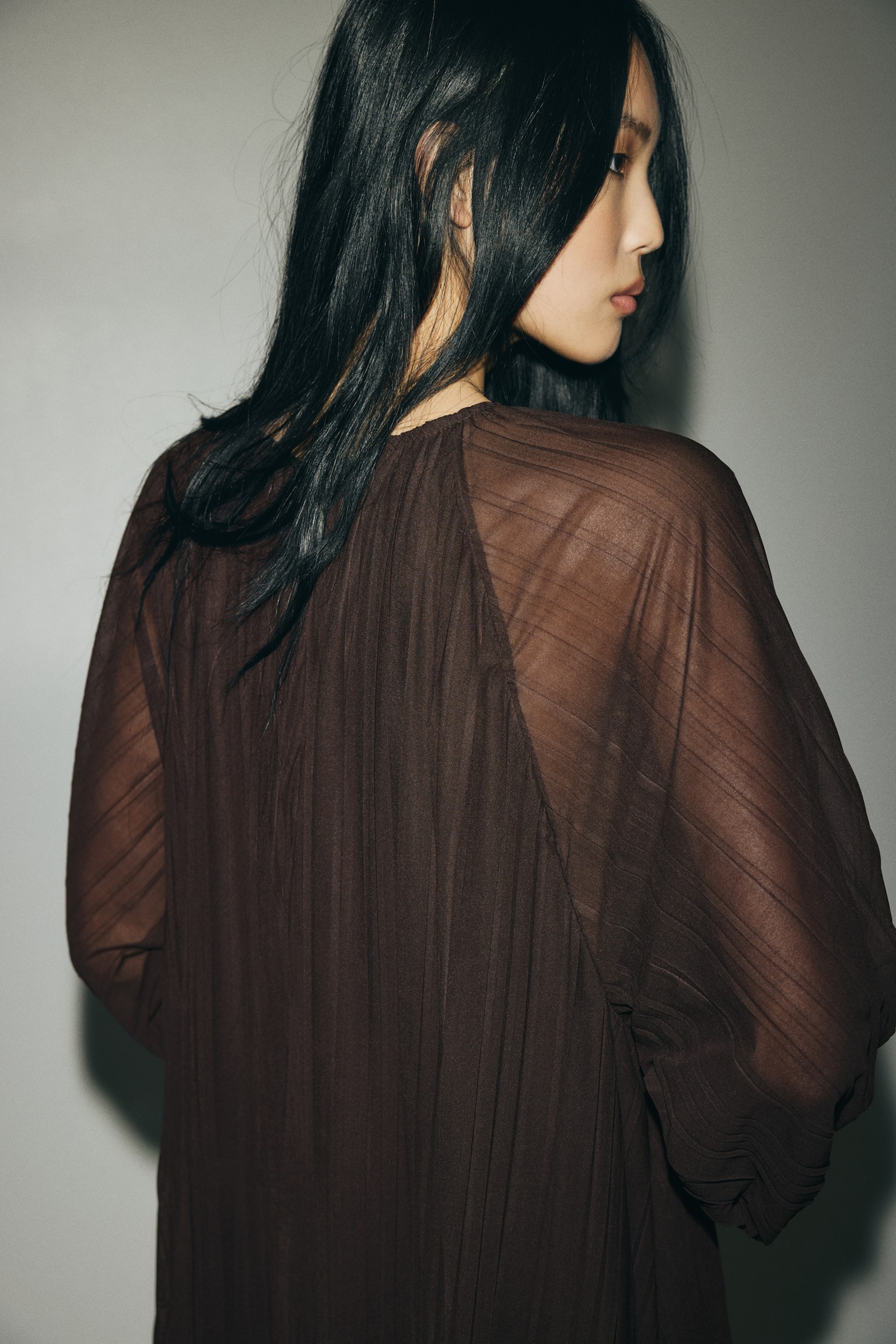 Pleated maxi dress - Dark brown/Light pink/Patterned/Burgundy - 3