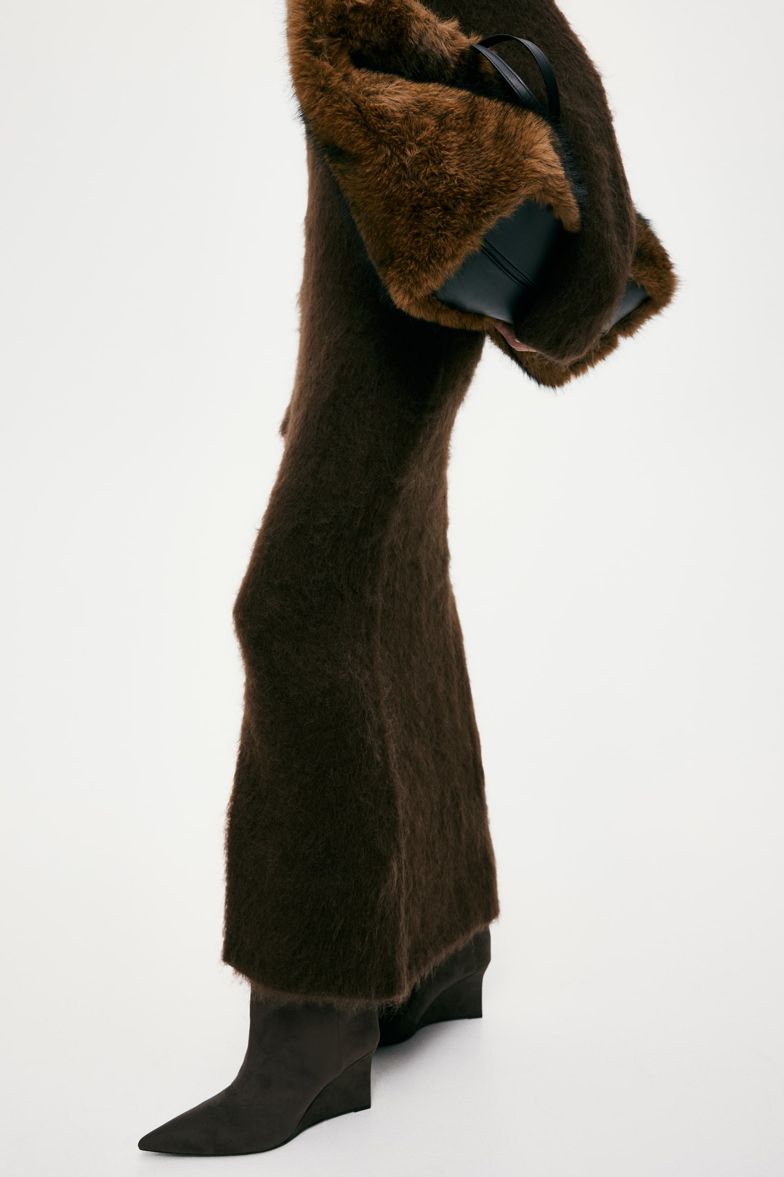 モヘアブレンド オープンバックワンピース - ダークブラウン/Dark grey marl - 8