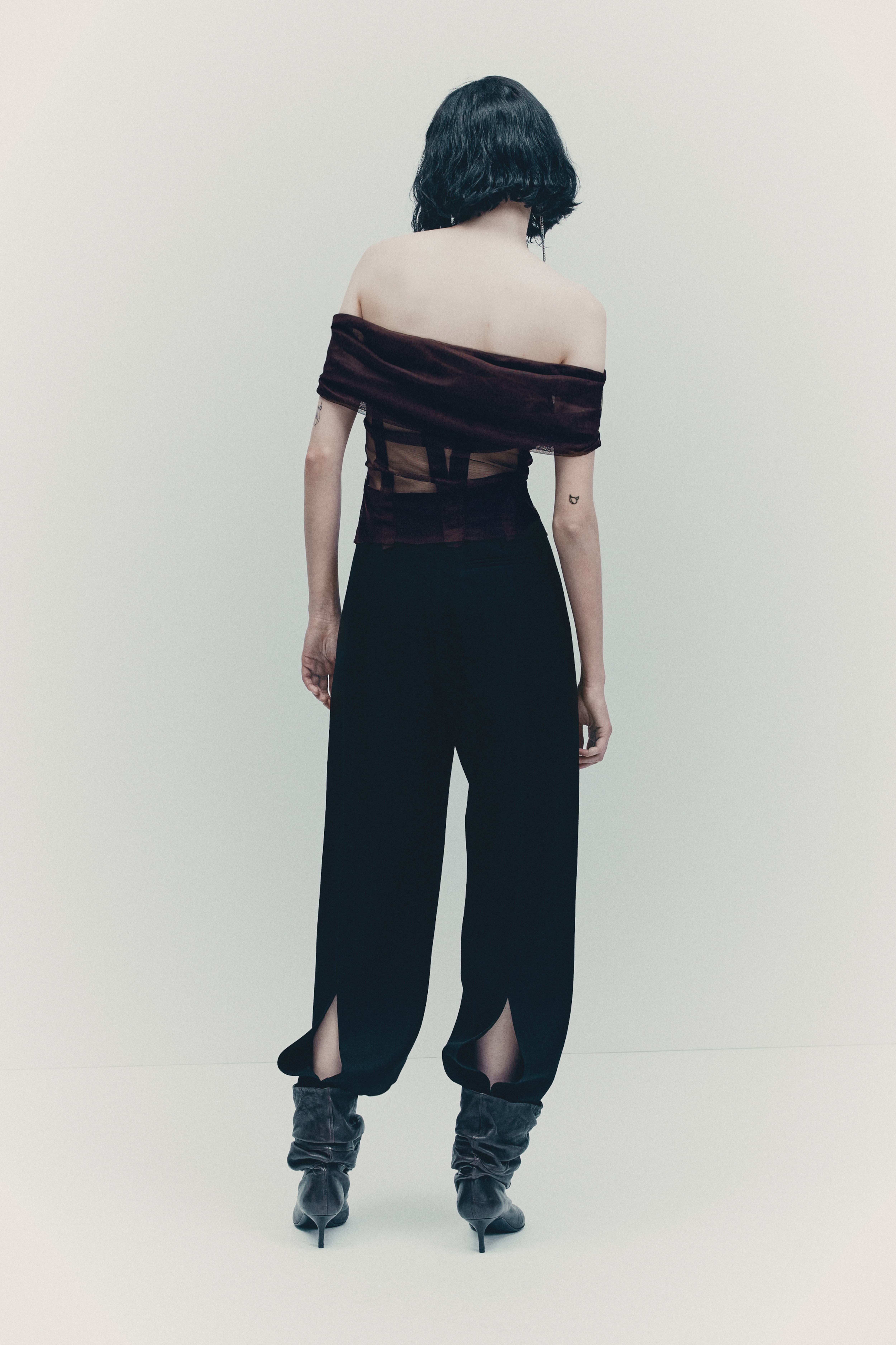 Off-the-Shoulder Mesh Top