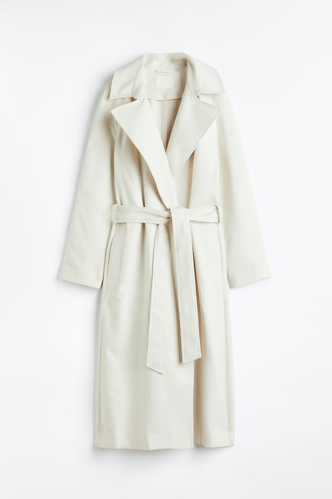 Cappotto con cintura da annodare - Bianco - 1