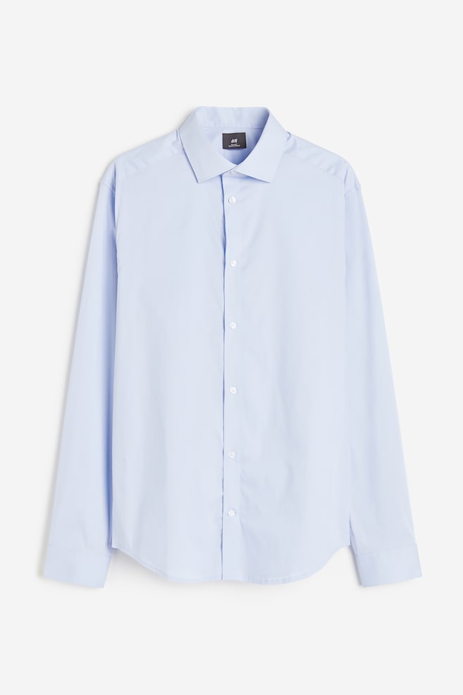 Skjorte med stretch Slim Fit - Lyseblå/Sort/Hvid - 2