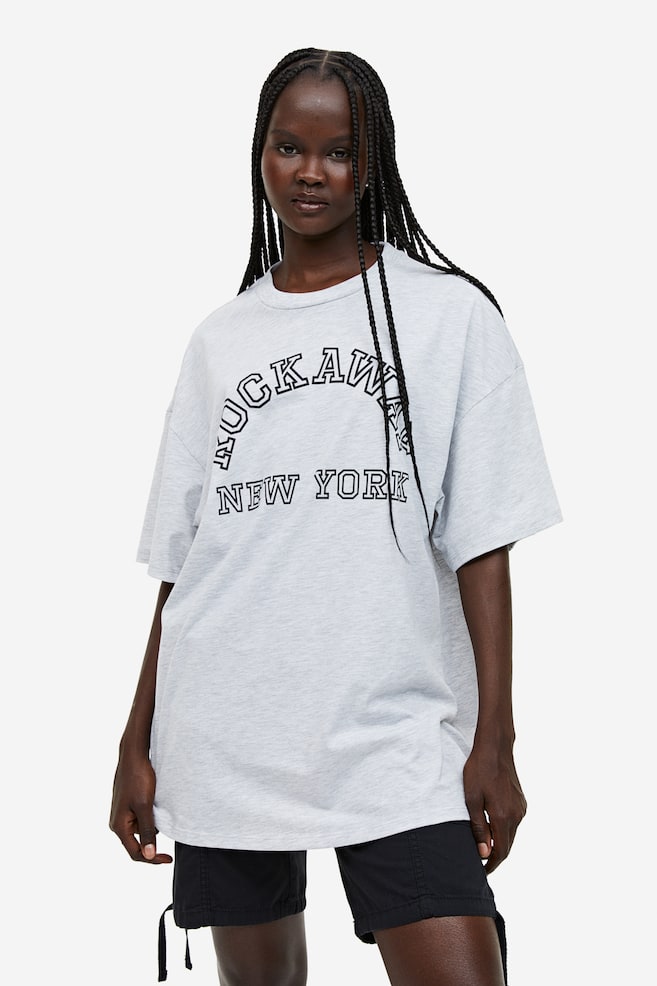 Oversized printed T-shirt - Light grey marl/Rockaway/Black/Supernova/White/Surfin' Waves/Black/Cherish the Sun/dc/dc/dc/dc/dc - 1
