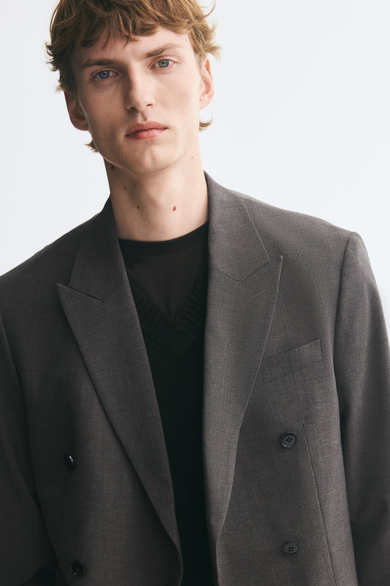 Мужская куртка H&M Relaxed-Fit Double-Breasted, цвет: Тёмный коричневый — фото 3