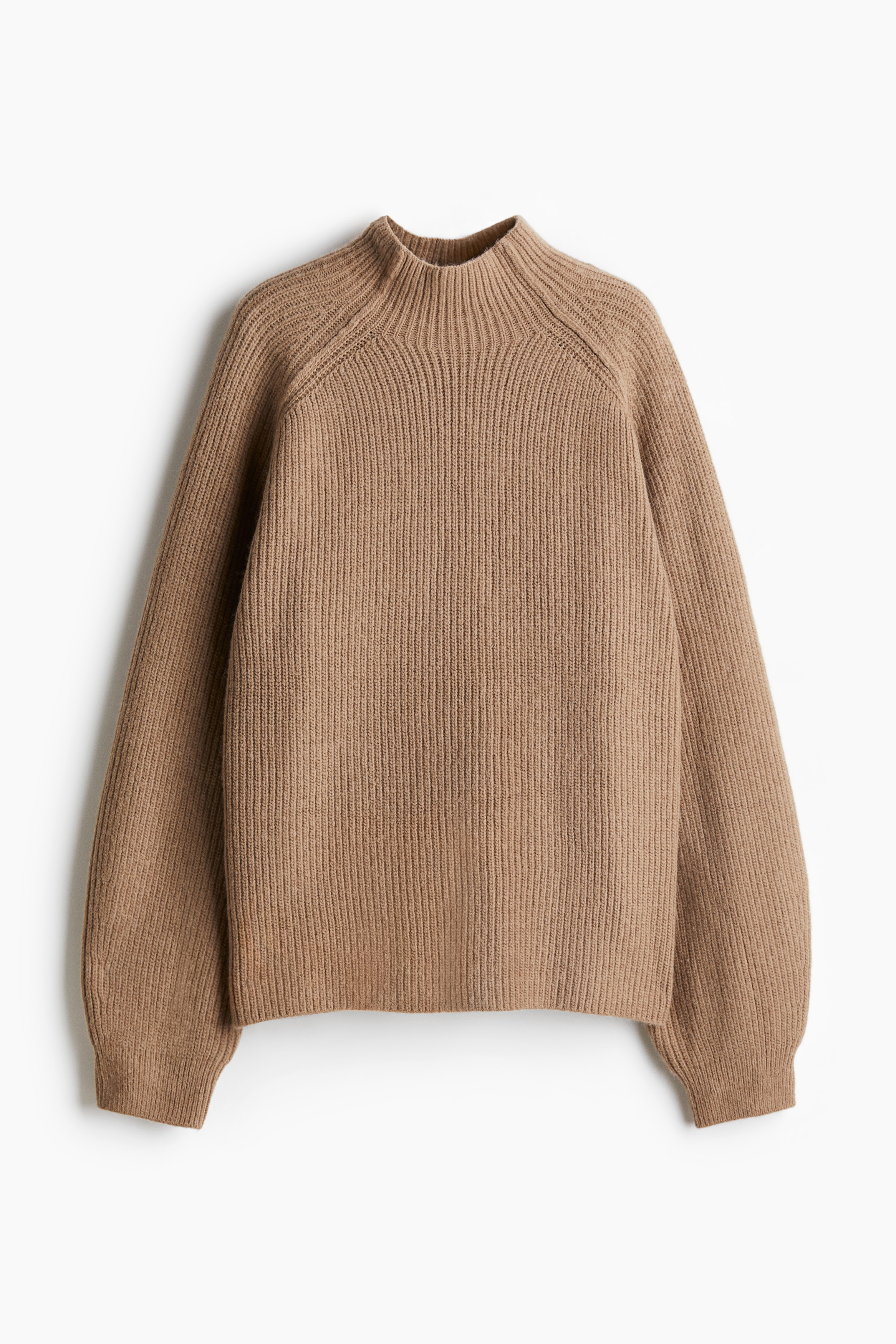Rib-Knit Mock Turtleneck Sweater - Dark beige - Ladies | H&M US