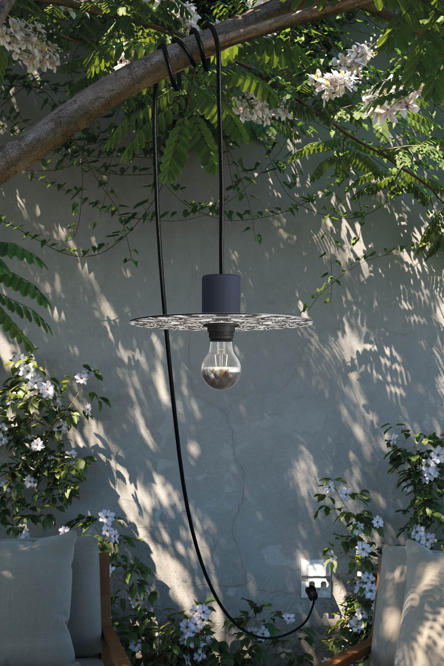 Plug-in Lampa För Utomhusbruk Med Ljuskälla - Majolika Svart-vit/Majolika Röd-grön/Majolika Blå