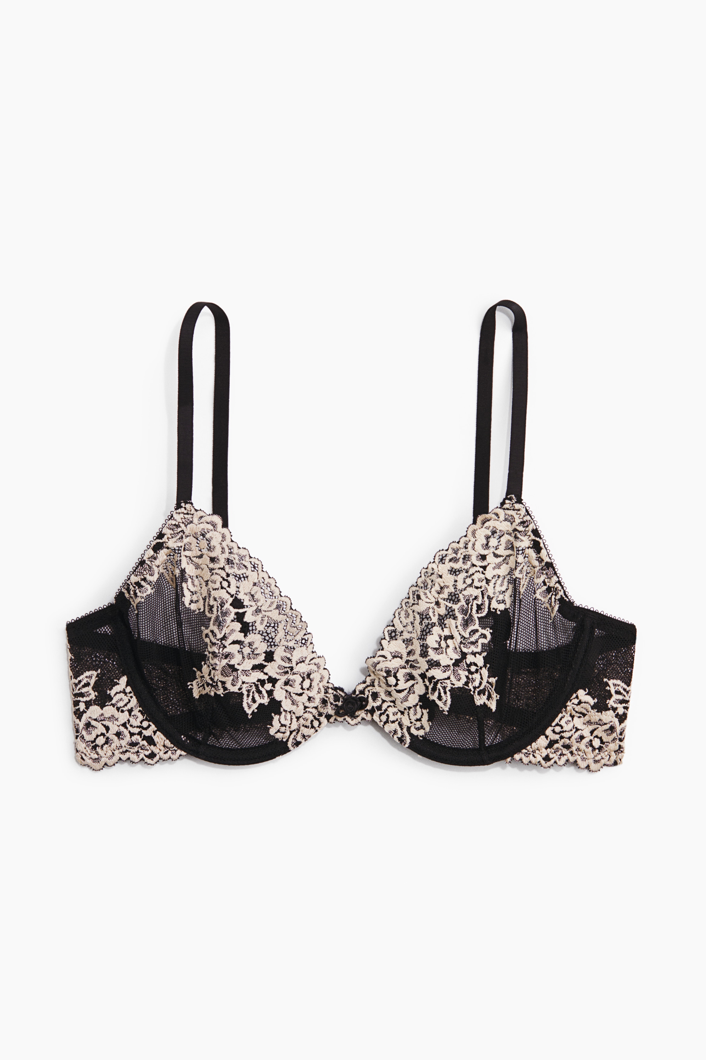 Reggiseno in pizzo con ferretto - Nero/crema/Rosa chiaro