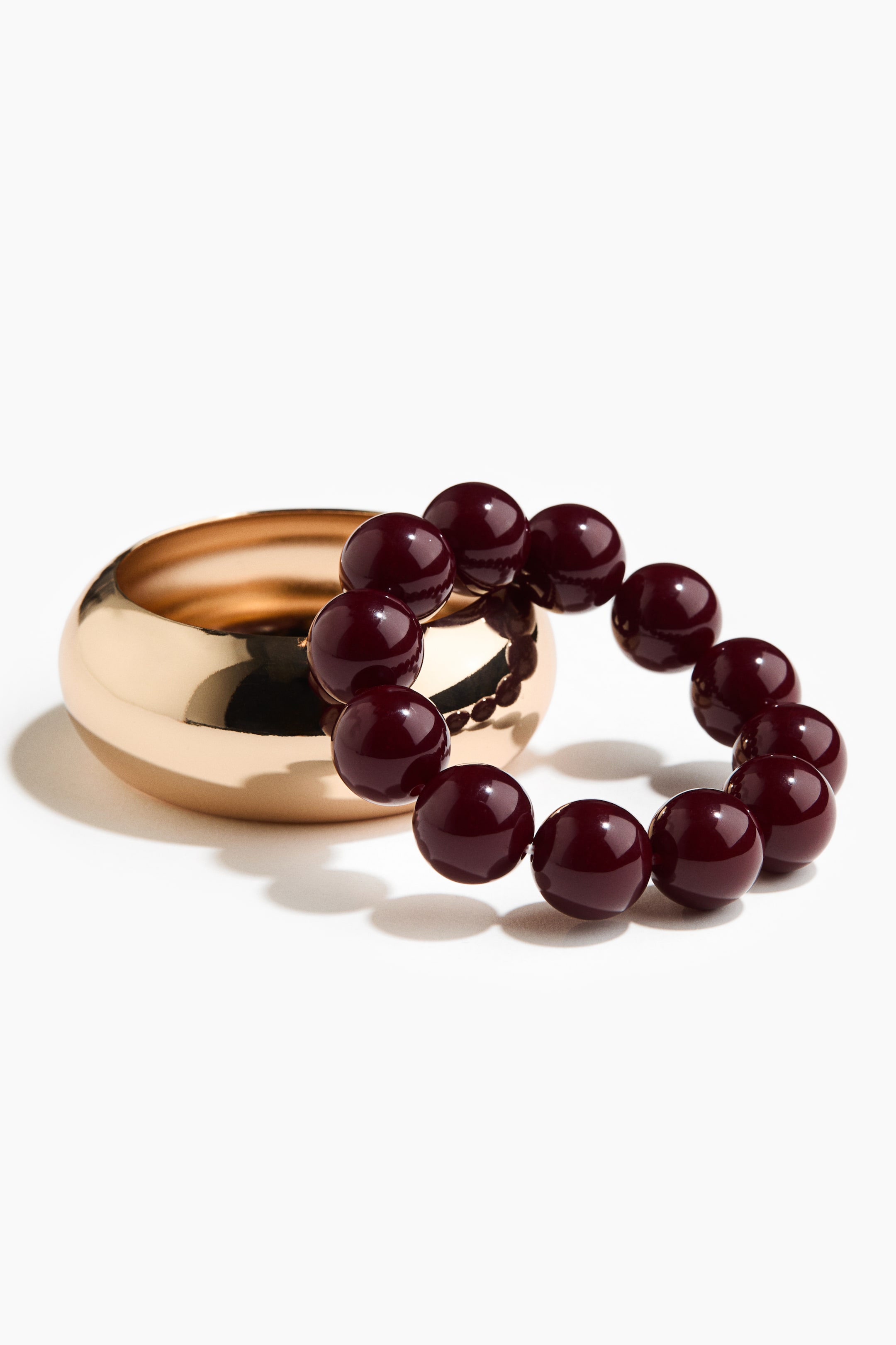 Büyük resmi görüntüle: 2'li Bileklik - Koyu kırmızı/Altın rengi - KADIN | H&M TR 2
