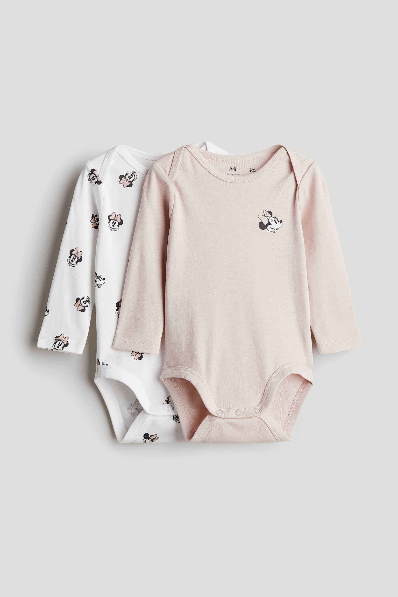 2-pack long-sleeved bodysuits - Light dusty pink/Minnie Mouse/Light beige/Miffy/Light dusty green/Mickey Mouse/White/Miffy/Light blue/Mickey Mouse/White/Snoopy - 1