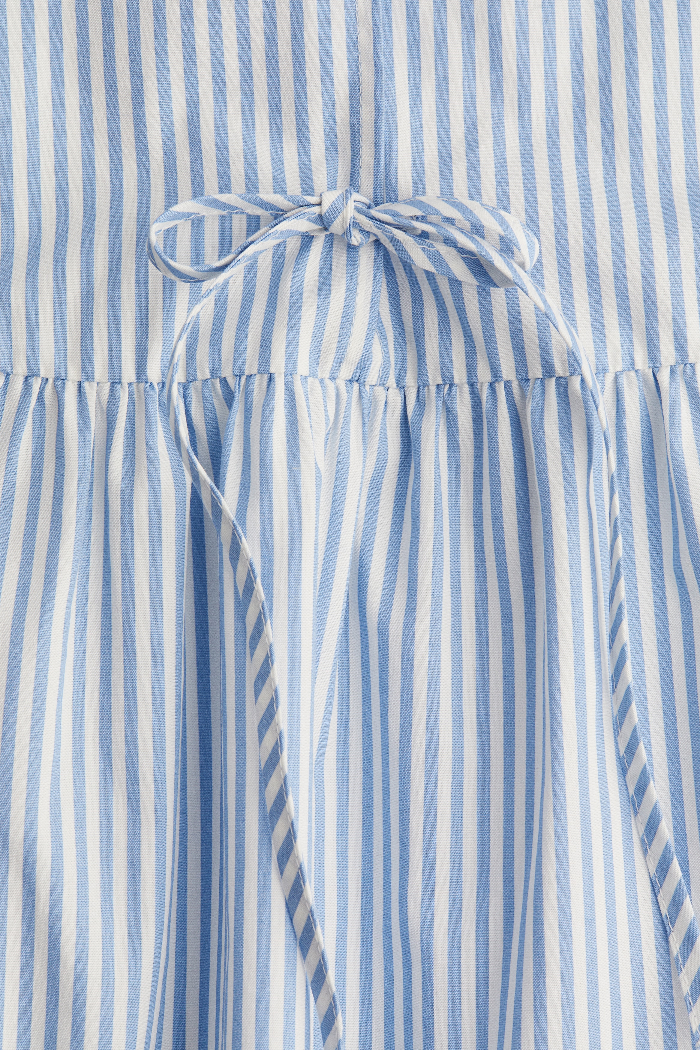Ladies - Blue/White Striped Tie-Front Poplin Dress - Size: XL - H&M