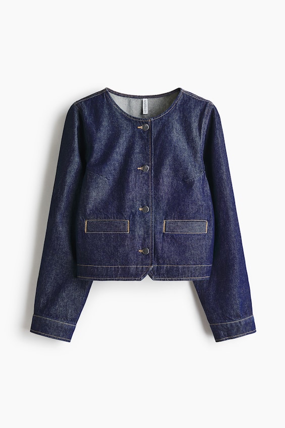 Женские куртки H&M Collarless Denim Jacket