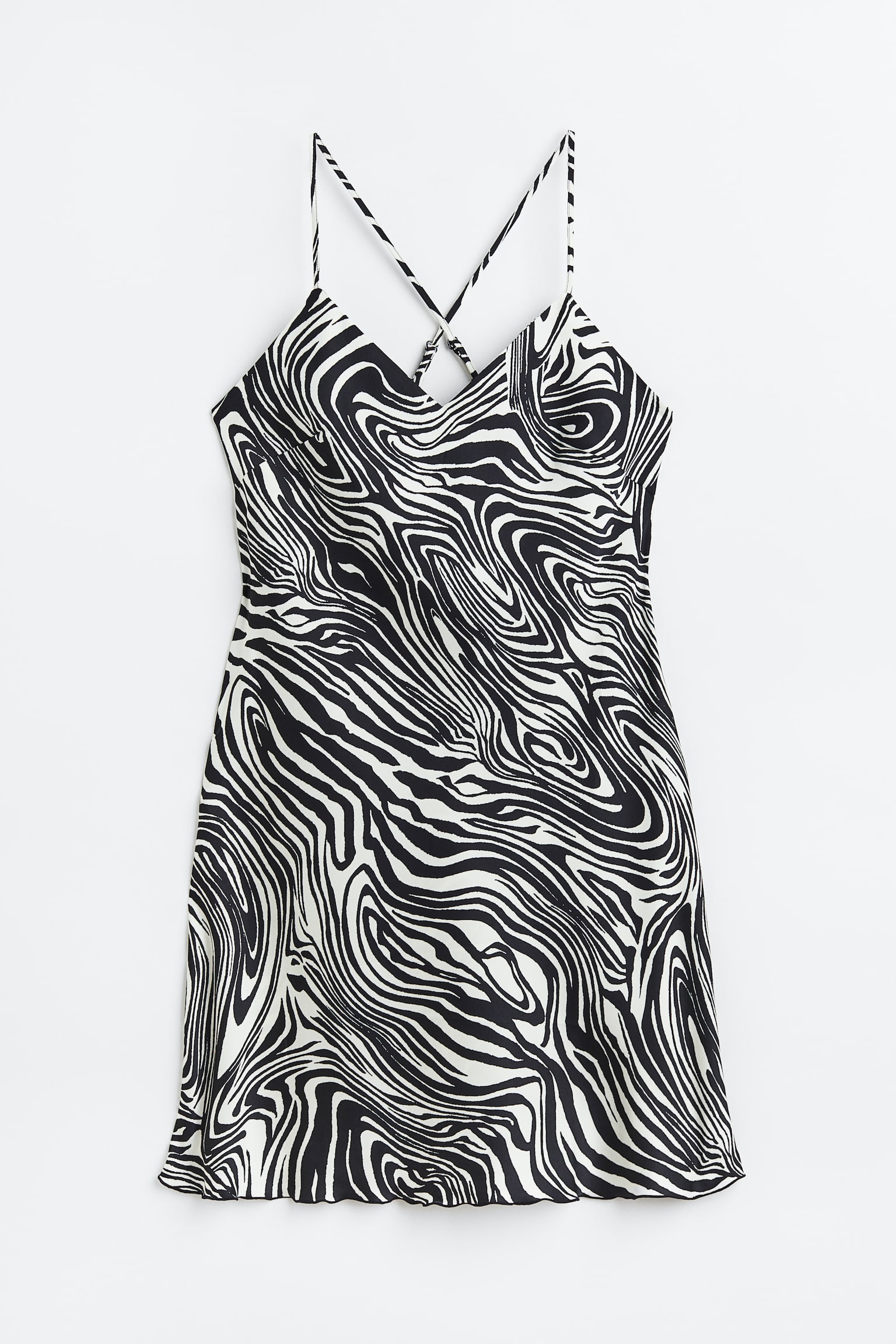 Satin Slip Nightie - Black/Zebra print/Light pink - 1