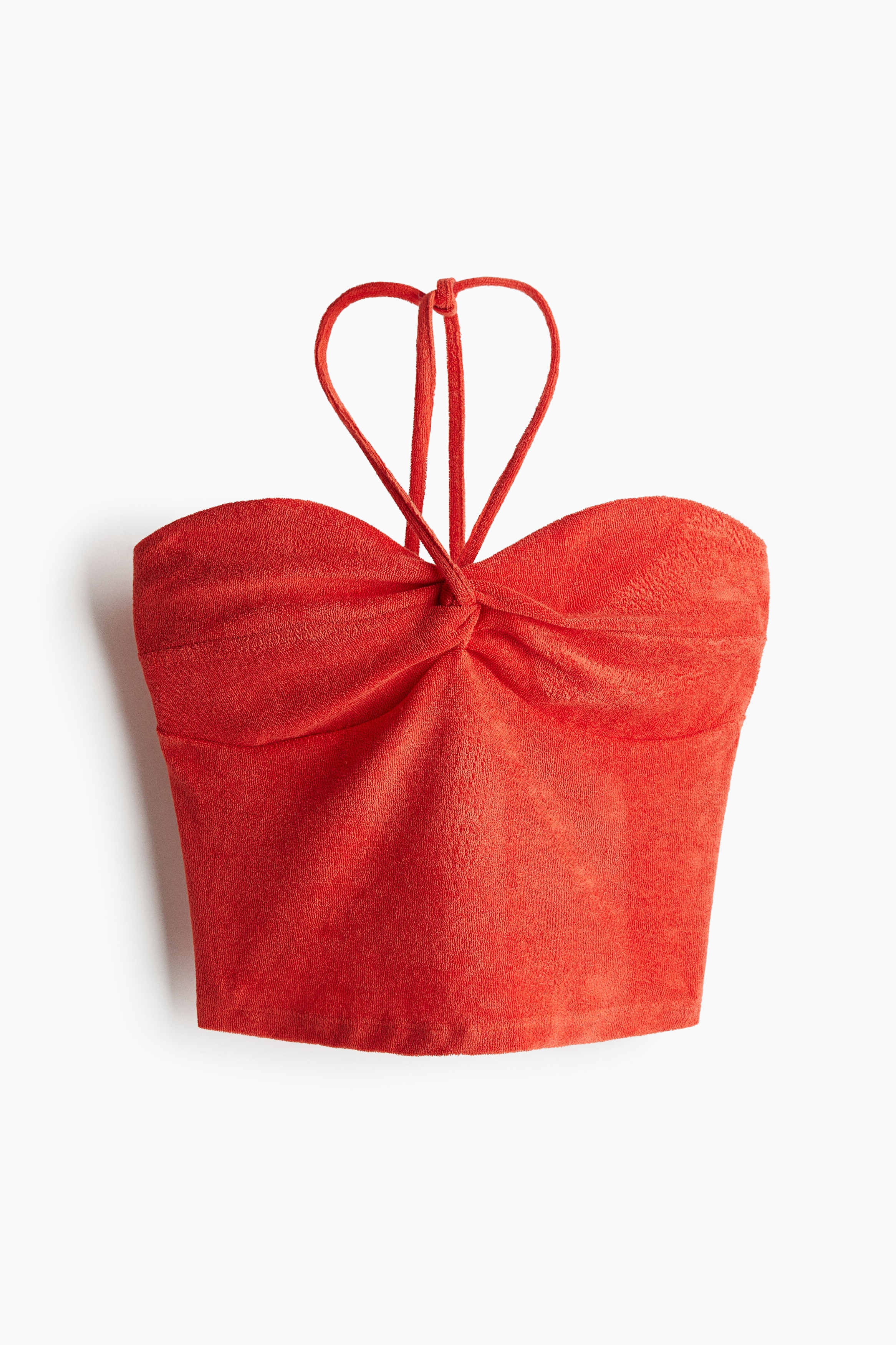 Halterneck-topp i frotté - Rød