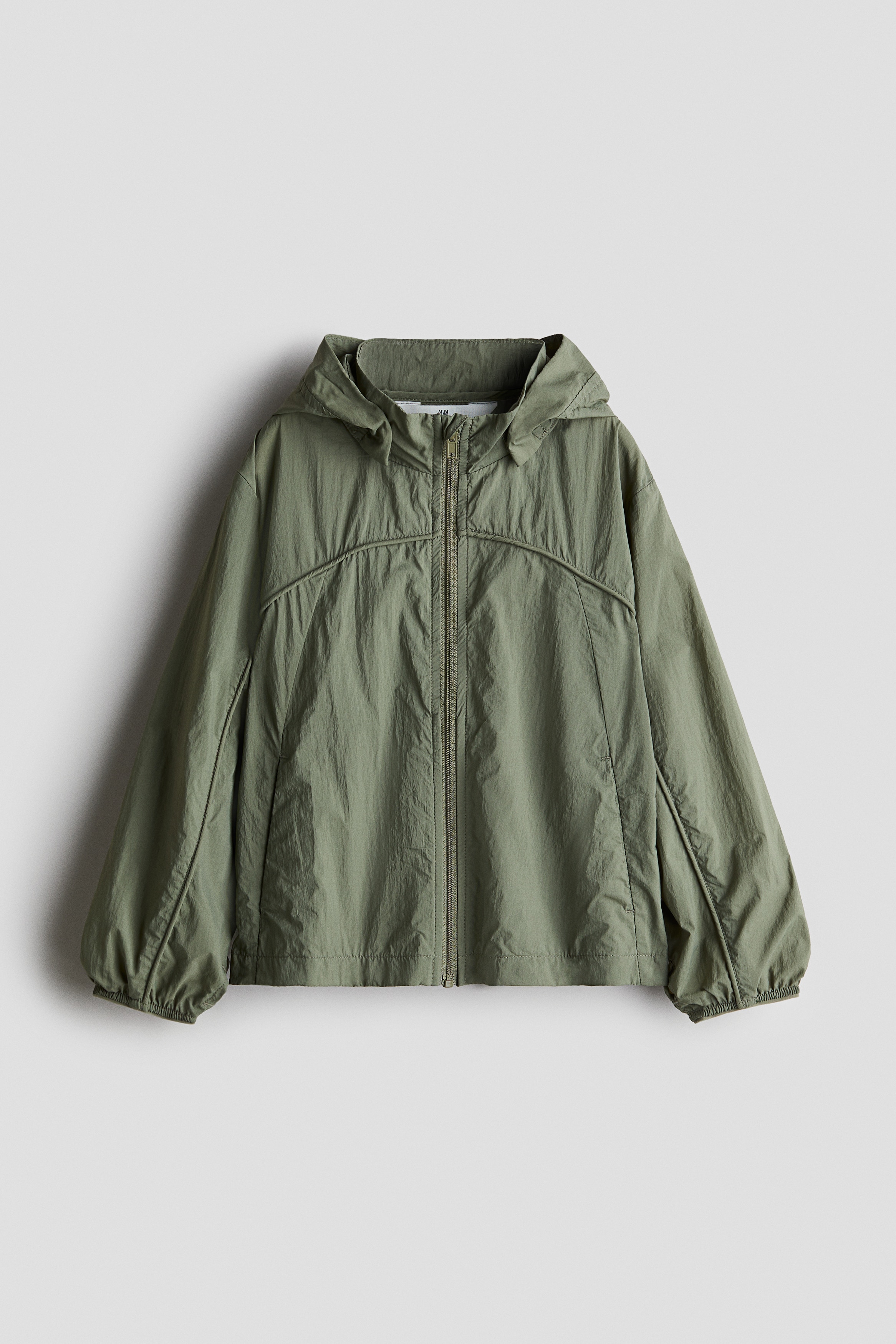 Hooded windbreaker - Khaki green/Light blue