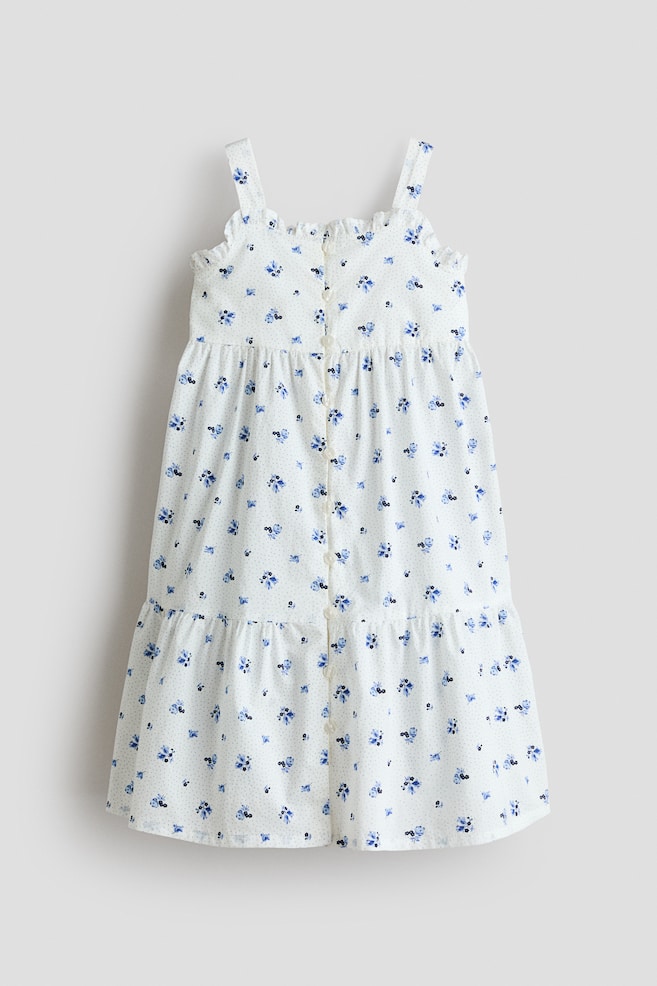 Stufenkleid aus Baumwolle - Weiß/Geblümt/Hellrosa/Geblümt - 1