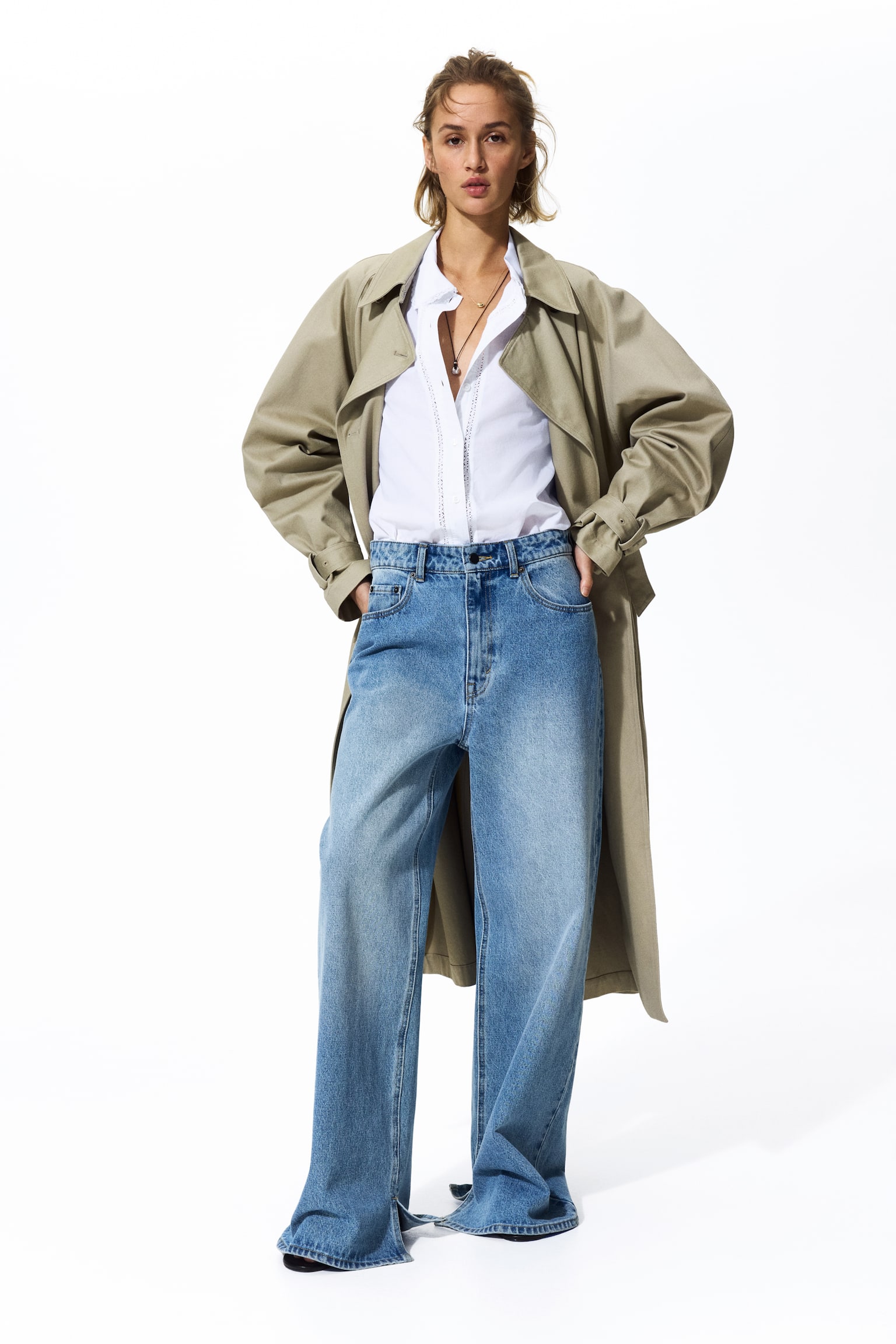 Lace-trimmed cotton shirt - White/Light purple - 3