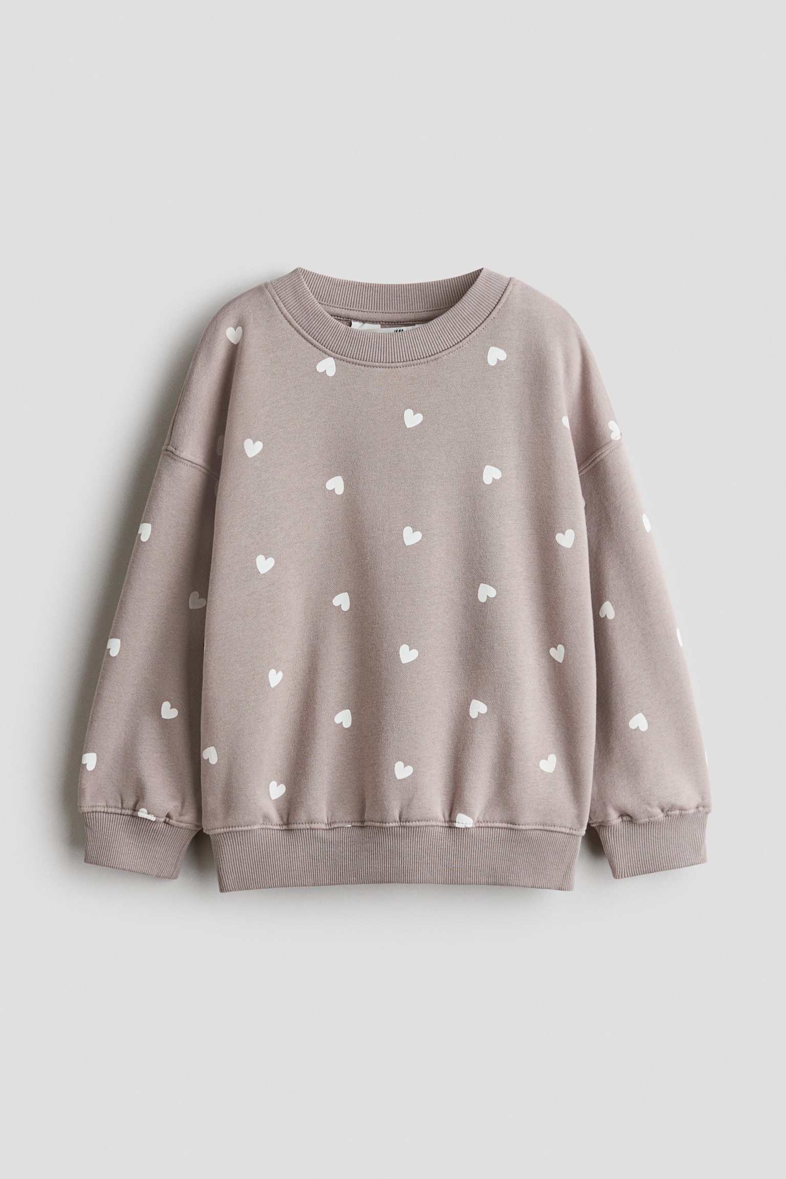 Brushed-Inside Sweatshirt - Taupe/hearts/Light pink/Light purple/Dusty purple/hearts/Light pink/Cream/hearts/Turquoise/hearts