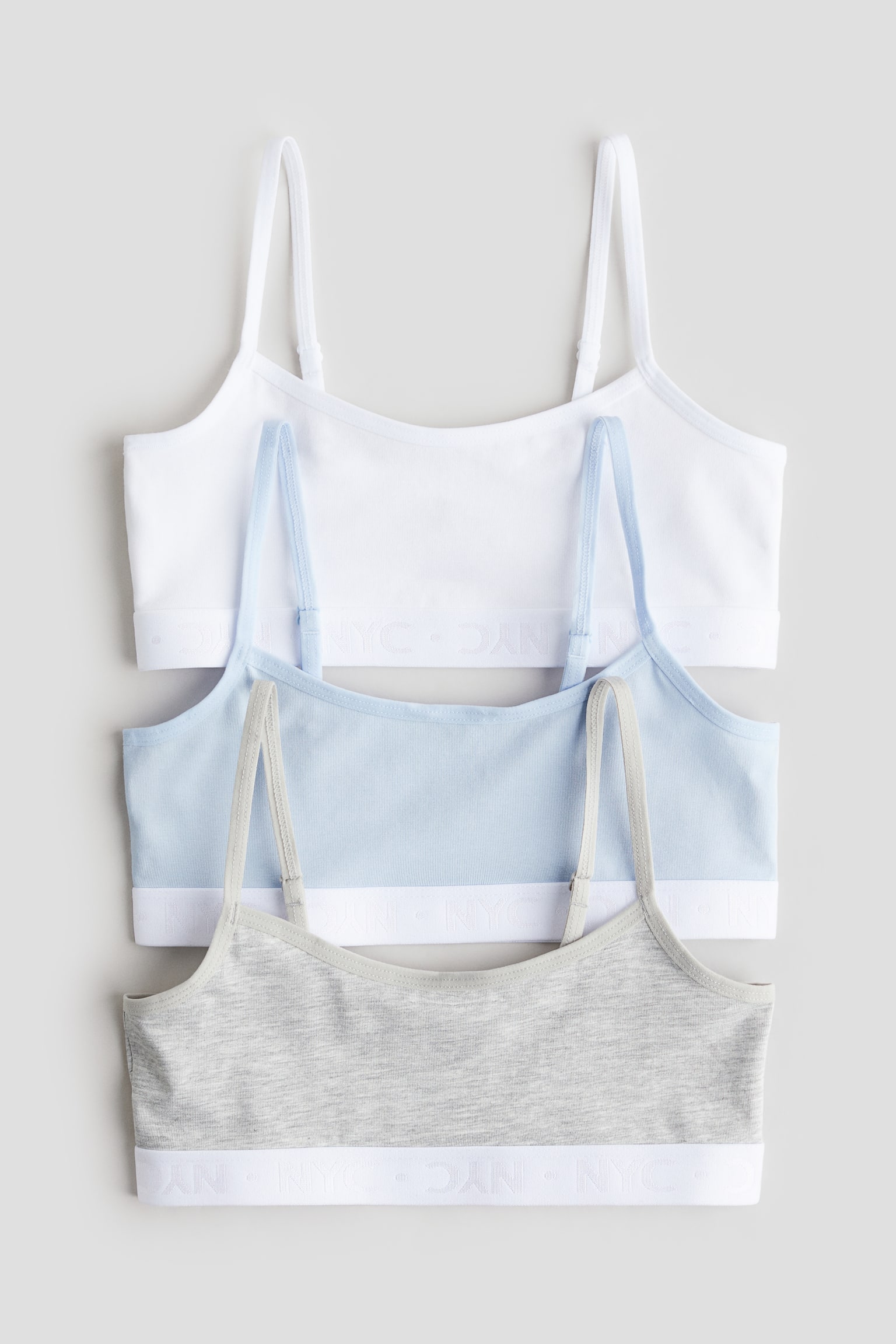 3-pack Jersey Tops - Light blue/White/Grey marle/White/Multicolour/White/Light pink/White/Dark grey - 1