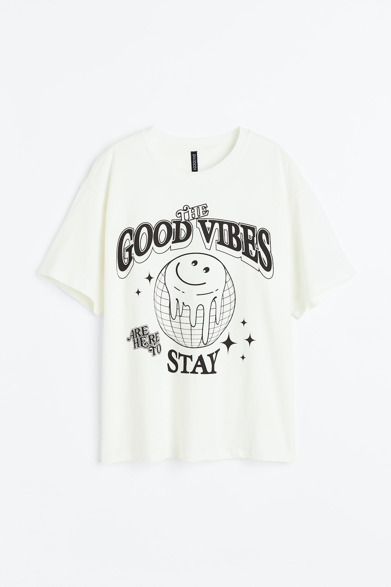 Oversized printed T-shirt Cream/Good Vibes Ladies H&M IN