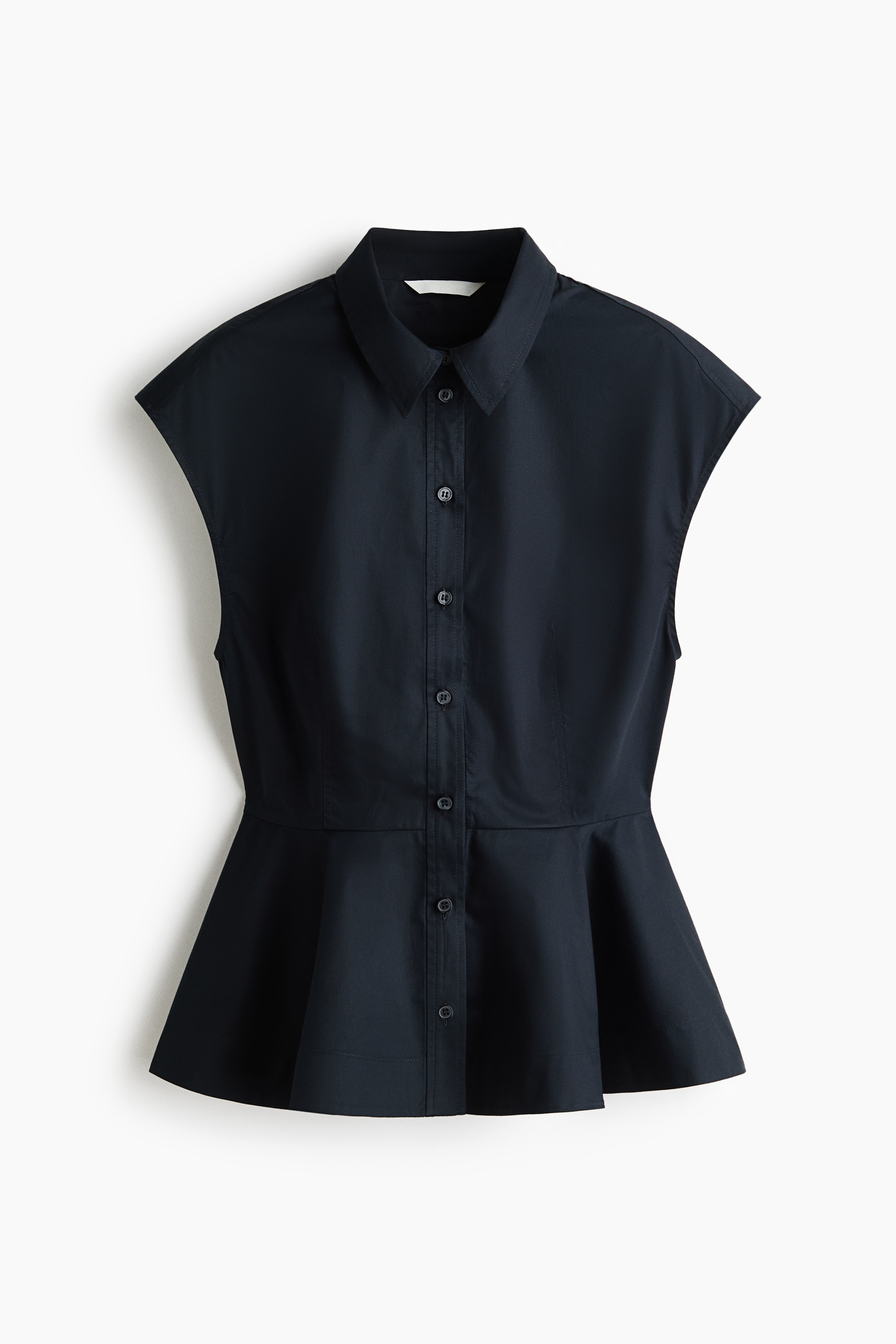 Cotton Peplum Top - Navy blue/White/Bright blue