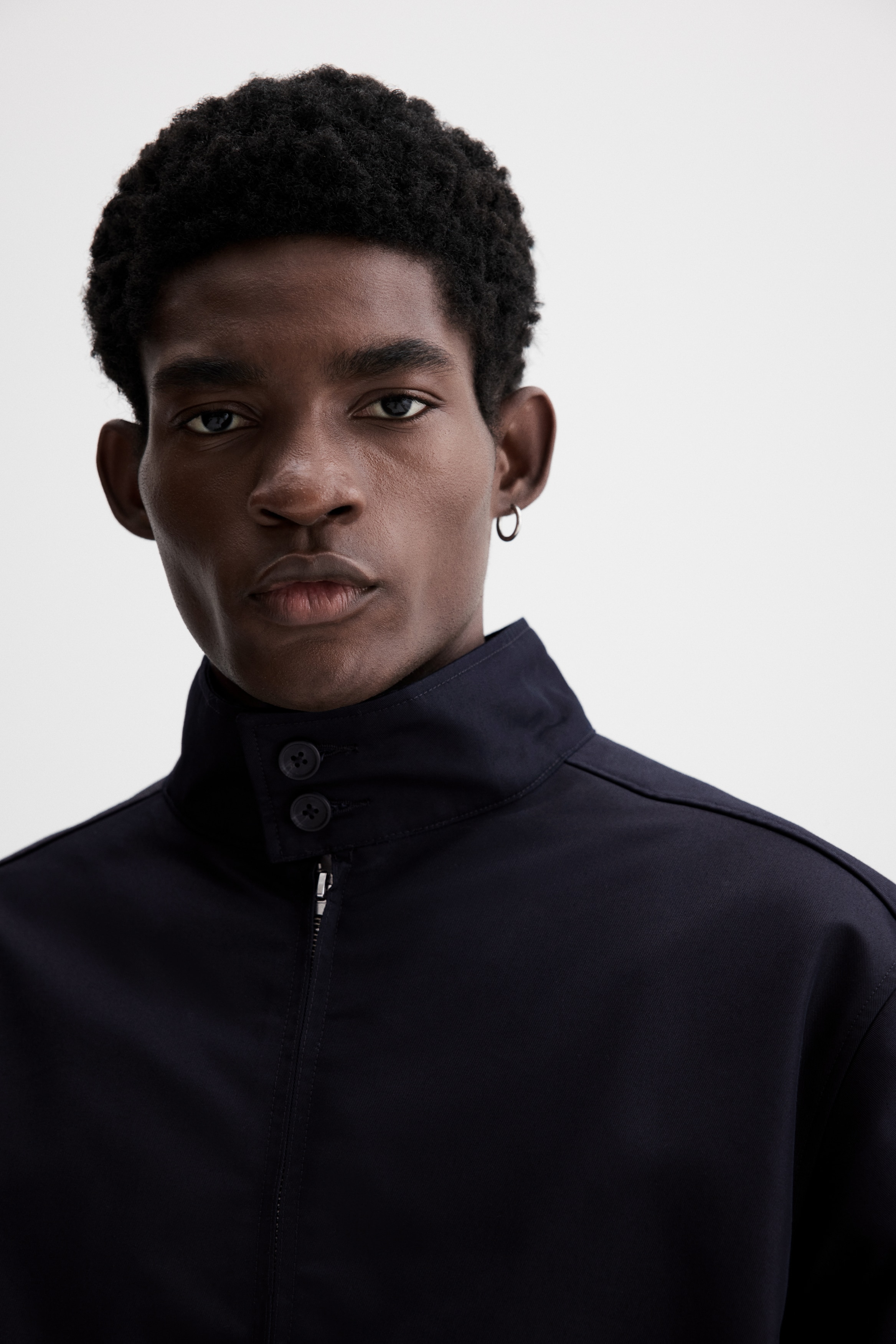 Men's Navy blue Loose-Fit Chimney-Collar Jacket | H&M US