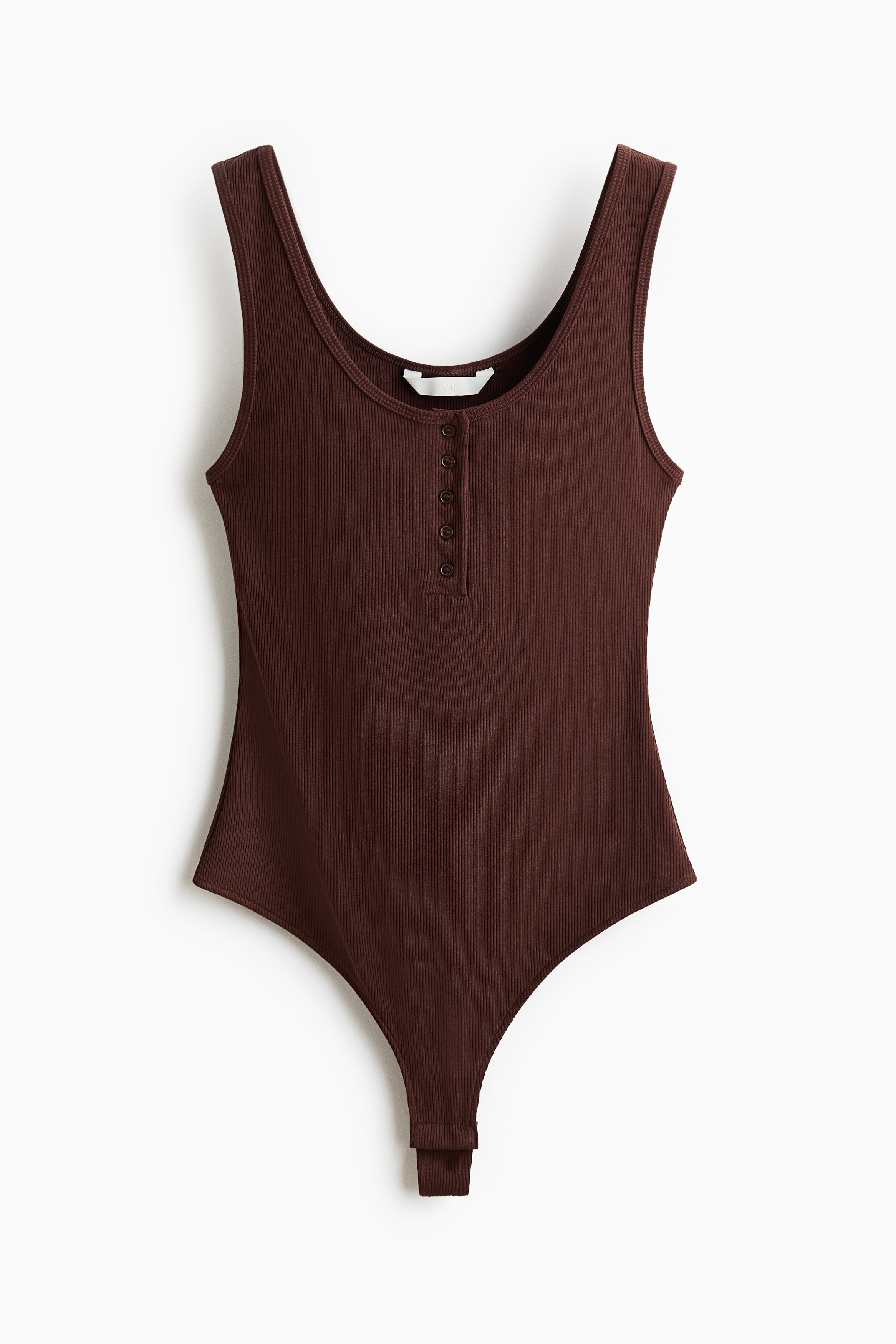 Ribbed thong body - Dark brown/White