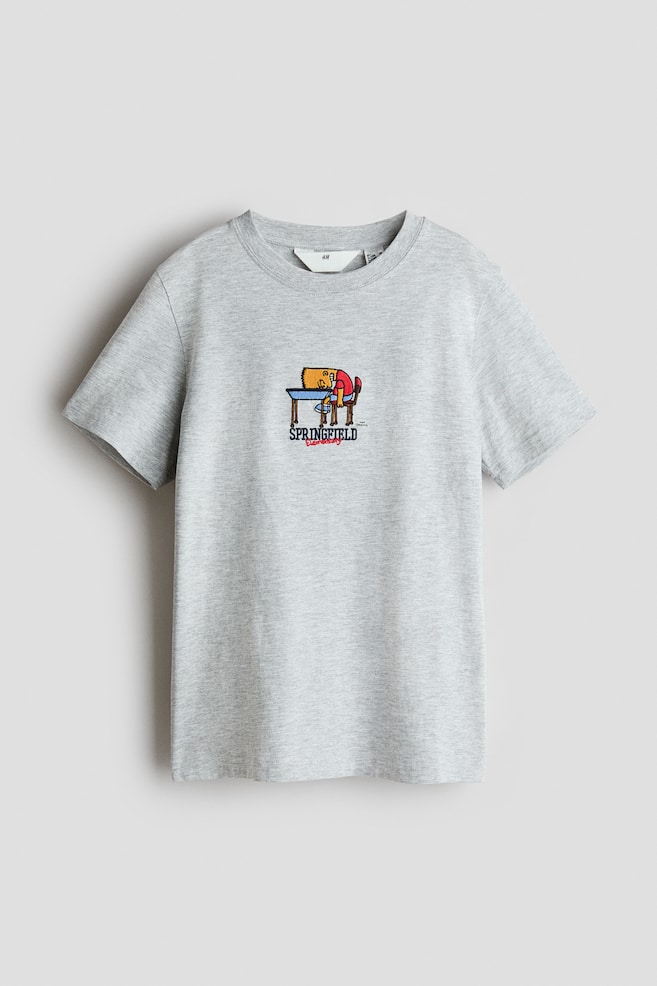Print-motif cotton T-shirt - Light grey marl/The Simpsons/White/The Simpsons/Light grey/San Antonio Spurs/Black/PlayStation/White/Garfield/Blue/PlayStation - 1