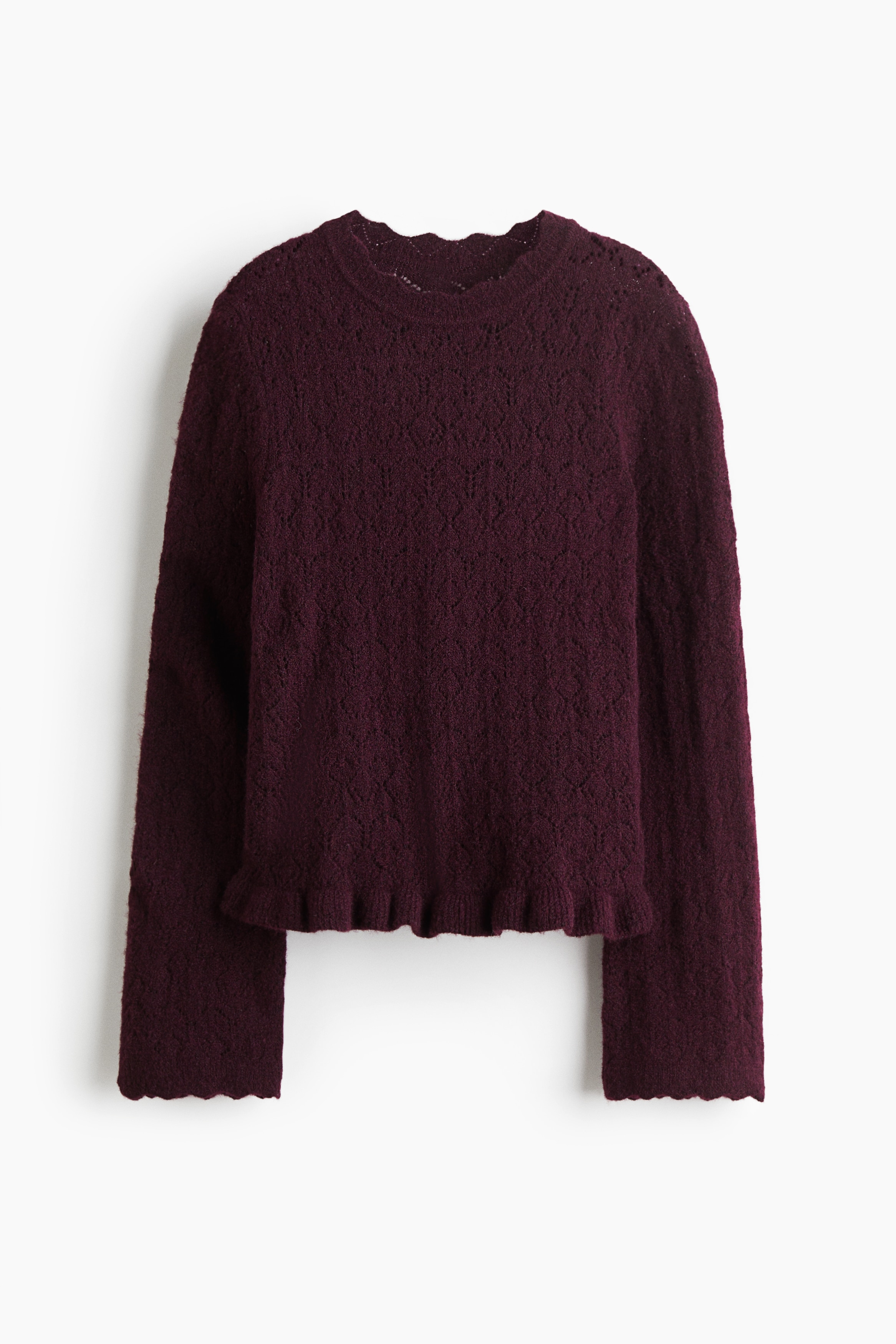 Pull en maille pointelle - Bordeaux/Gris/Beige clair