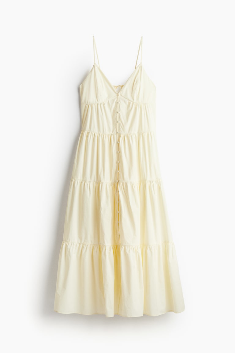 Tiered strappy dress Pale yellow Ladies H&M GB