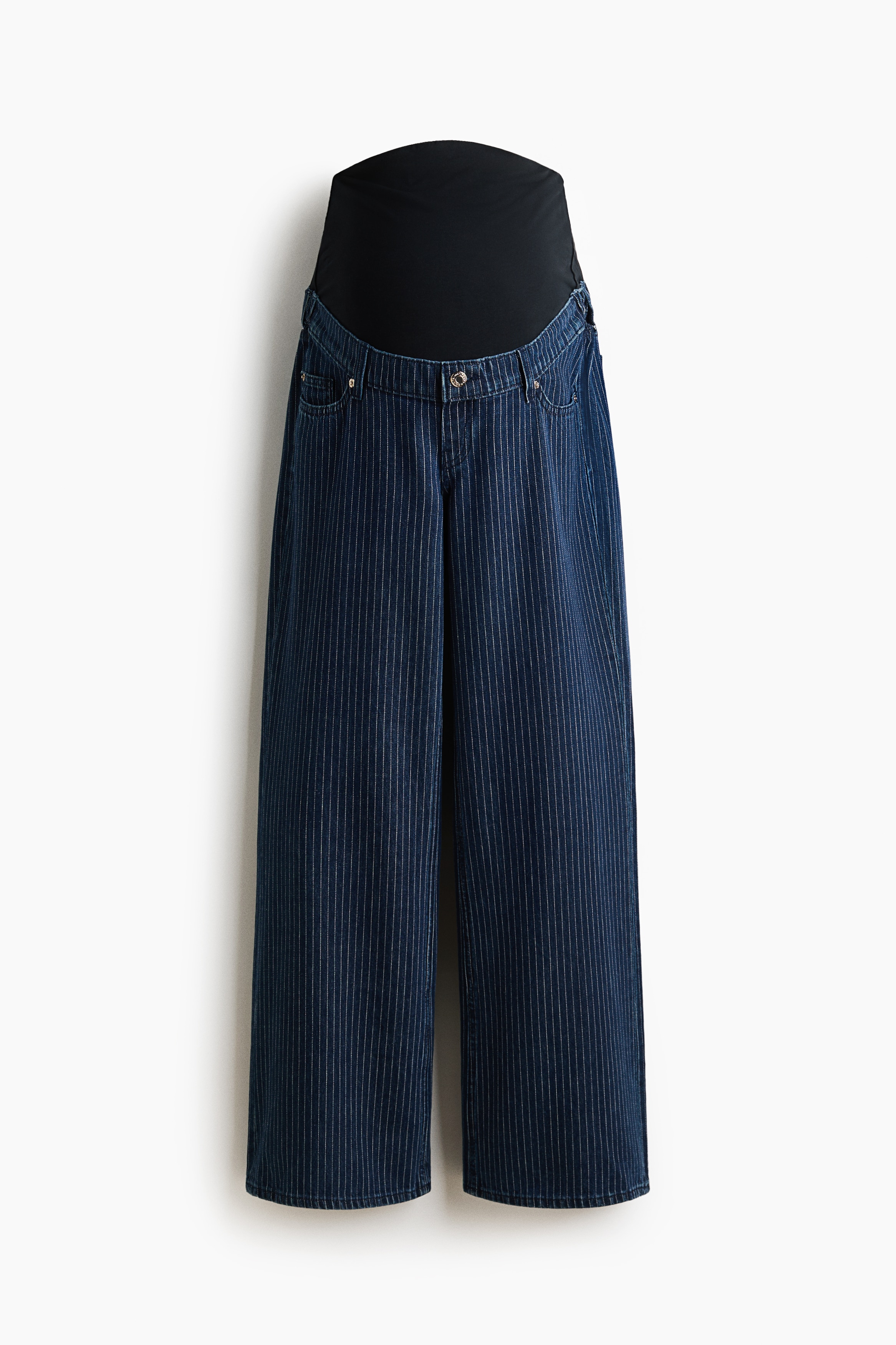 MAMA Wide Jeans - Dark denim blue/pinstriped/Denim blue/White/White
