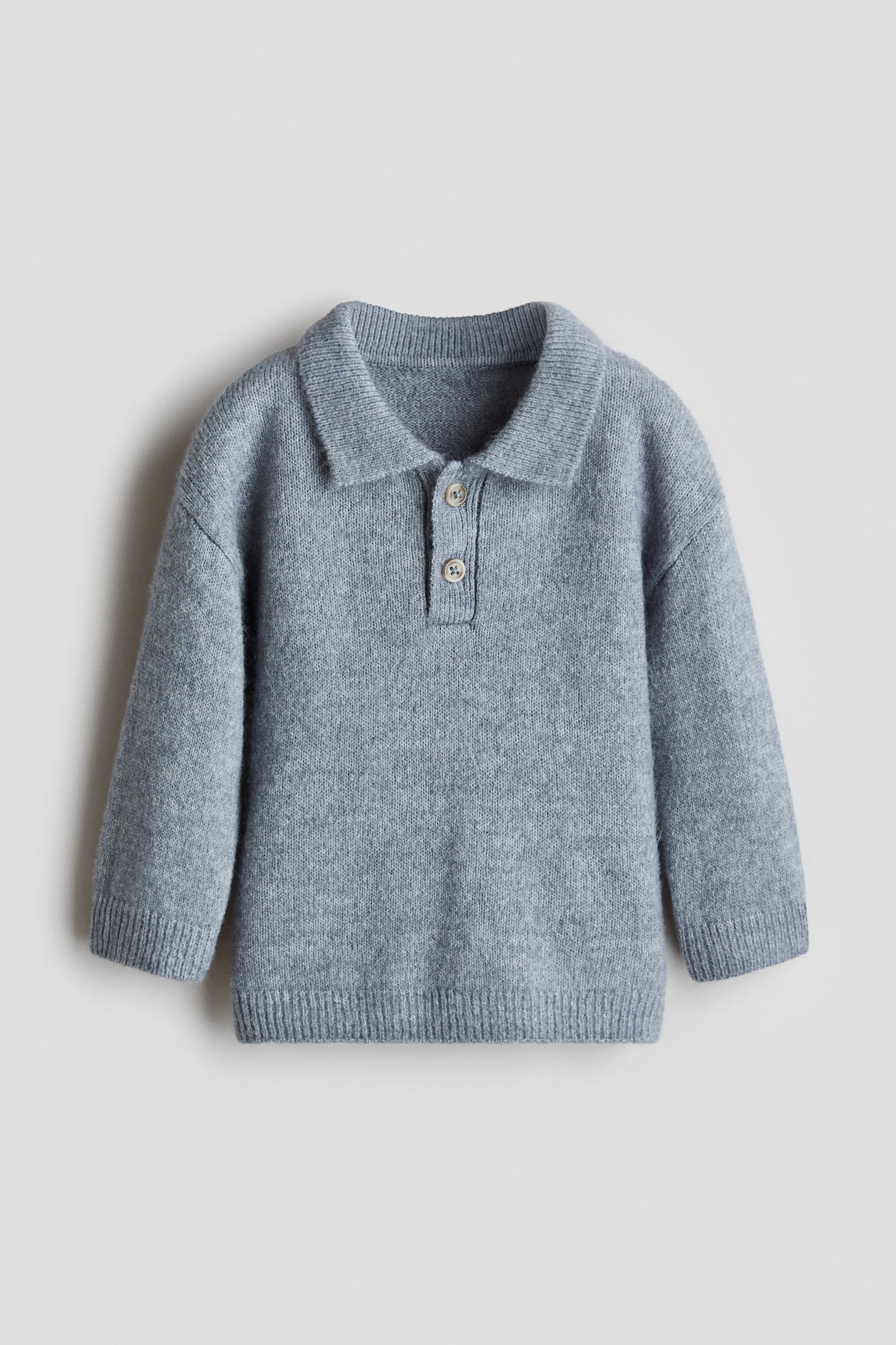 Suéter polo en tejido fino - Azul tenue claro