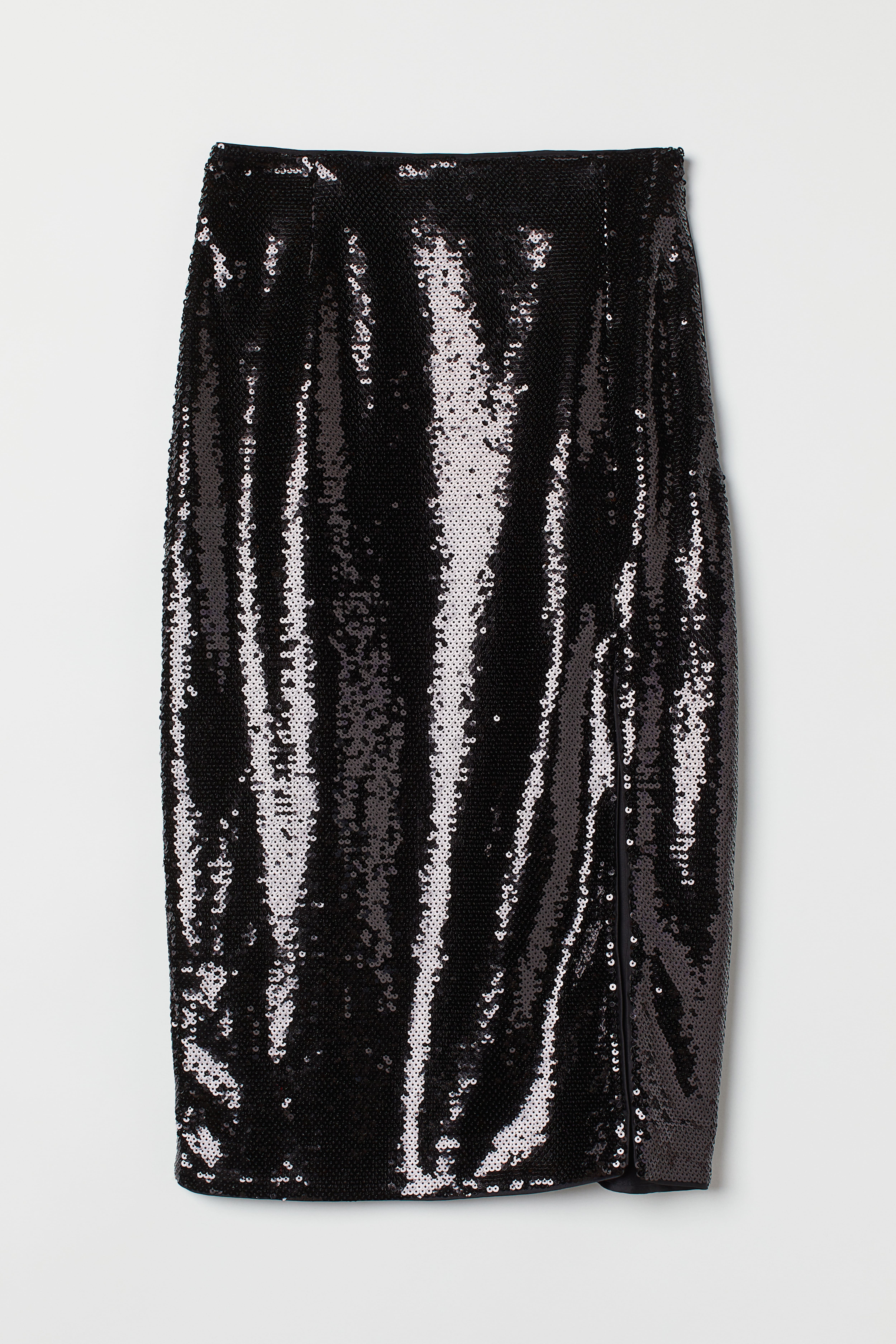 Sequined Pencil Skirt Black Ladies H M CA