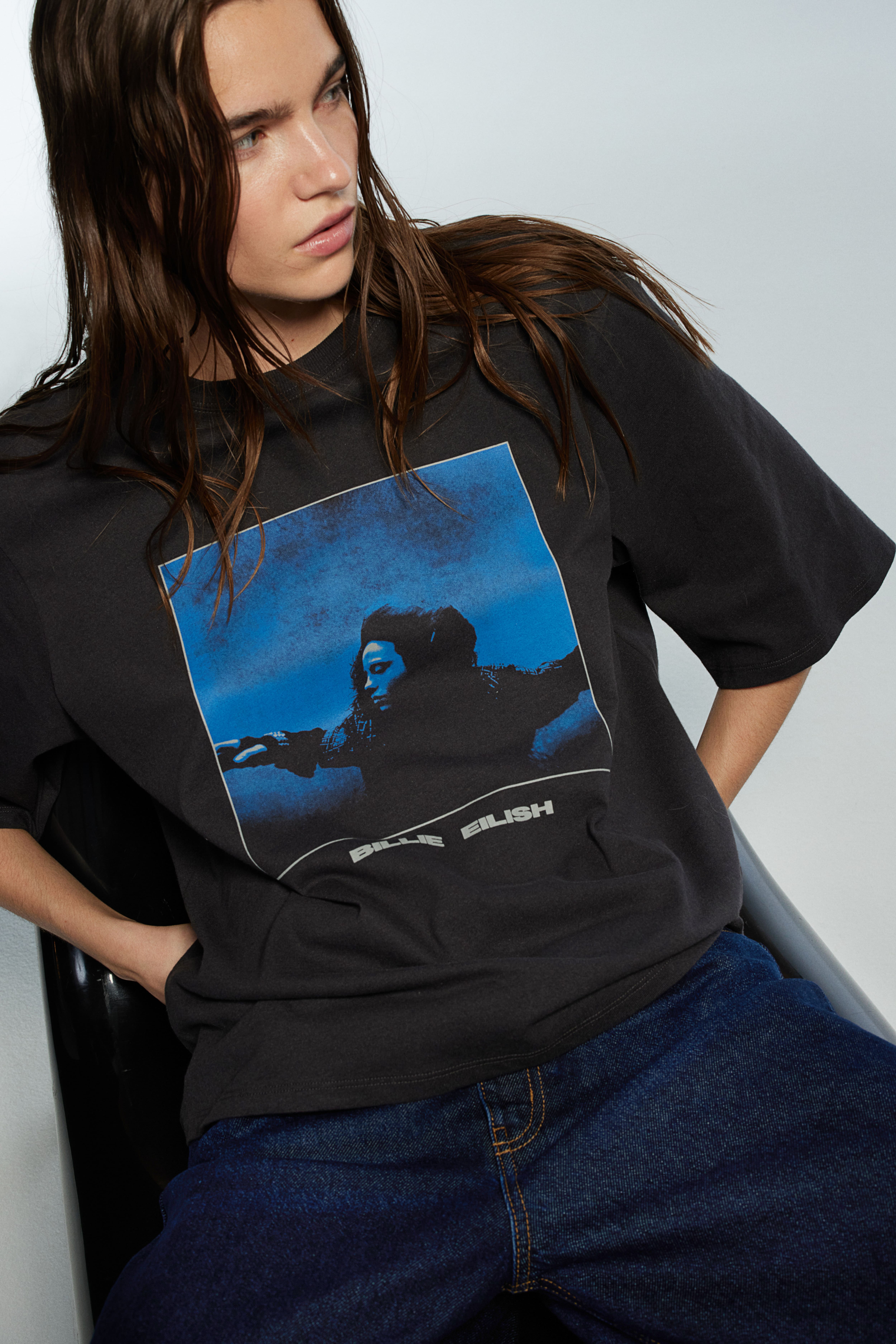 Oversized Printed T-shirt - Black/Billie Eilish - Ladies | H&M US