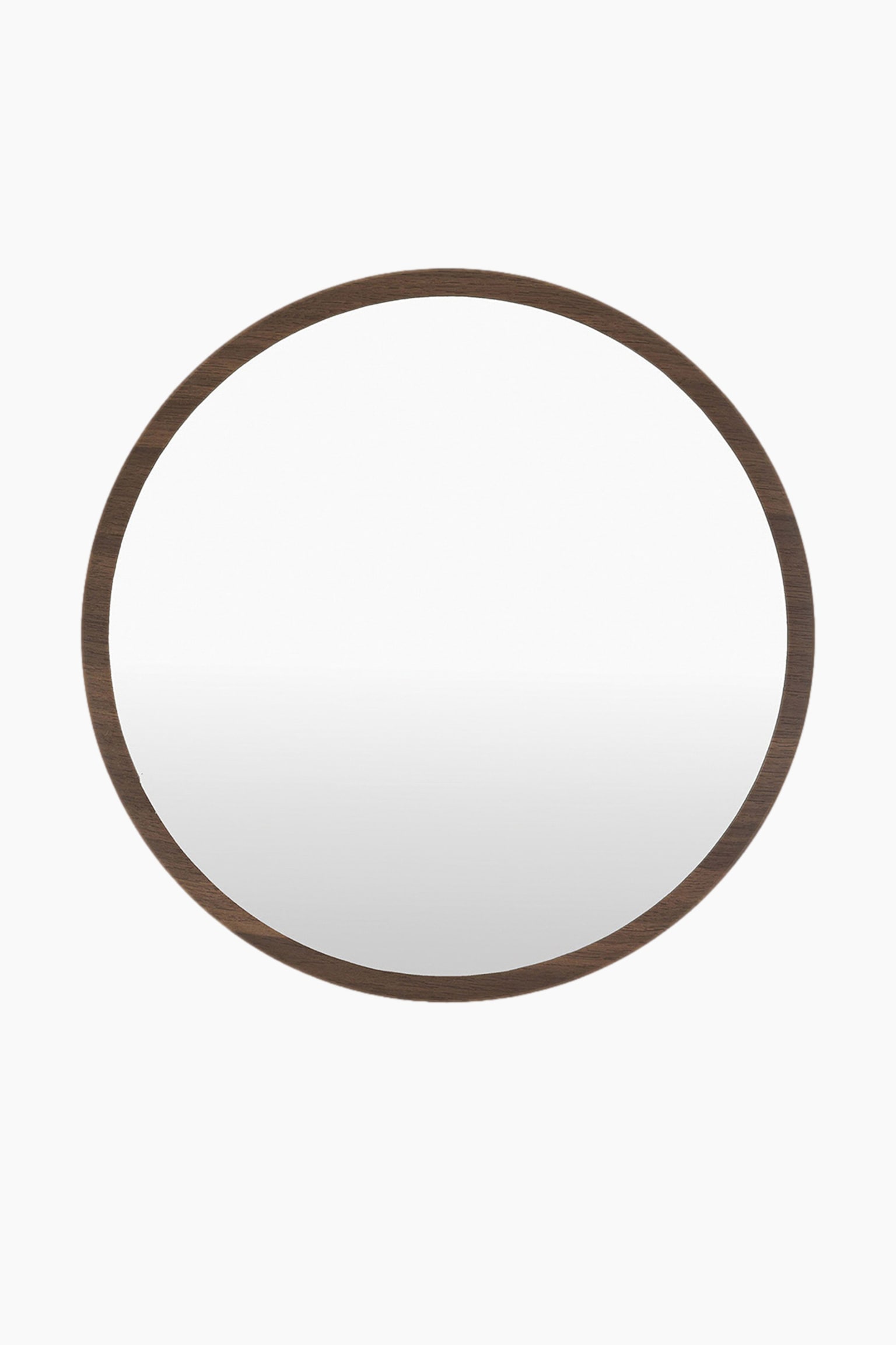 Round Wooden Frame Mirror - Dark Wood
