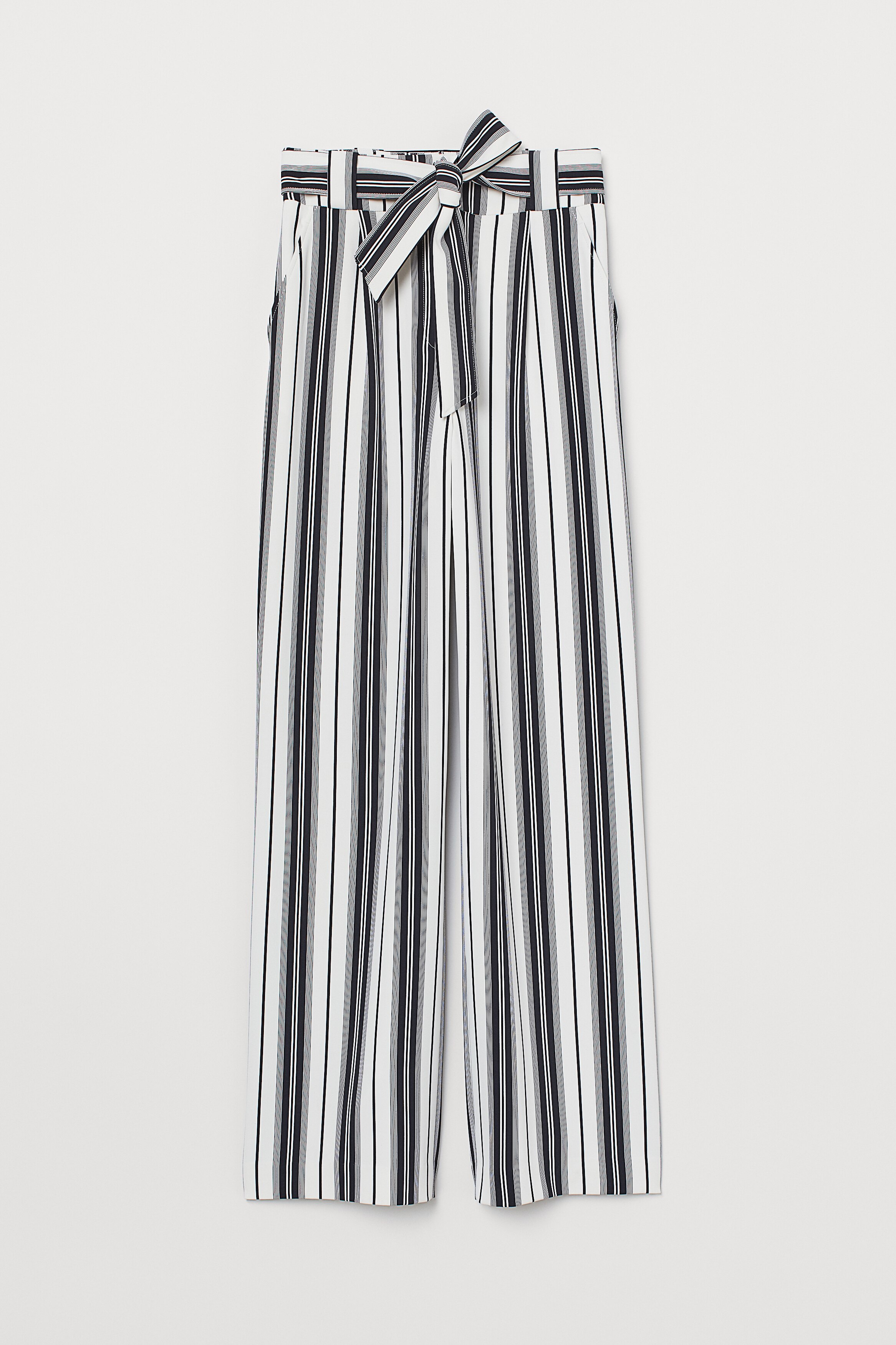 Pantalon Beige Clair H&M Avec Ceinture à Nouer - Taille US 4 (Regular) - Neuf Avec étiquettes