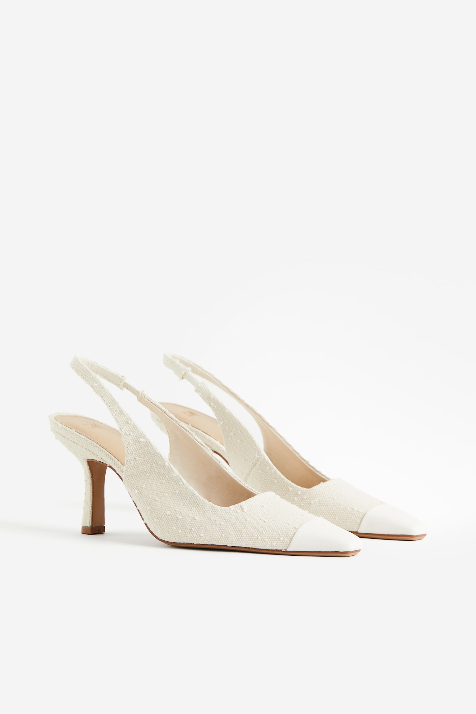 Textured Slingbacks - Cream/White - 3